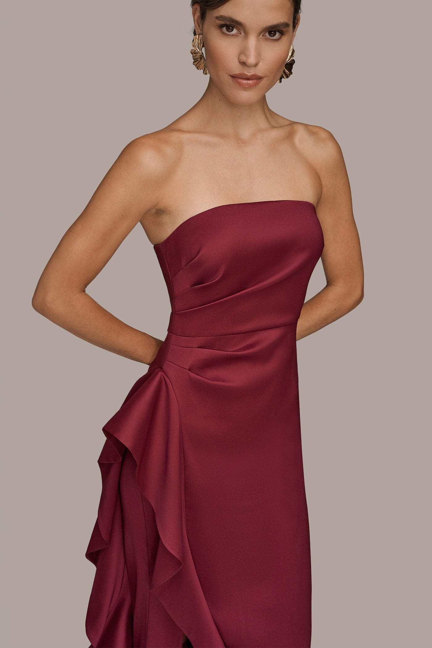 STRAPLESS RUFFLE MIKADO GOWN VIEW 6 | Fall Collection