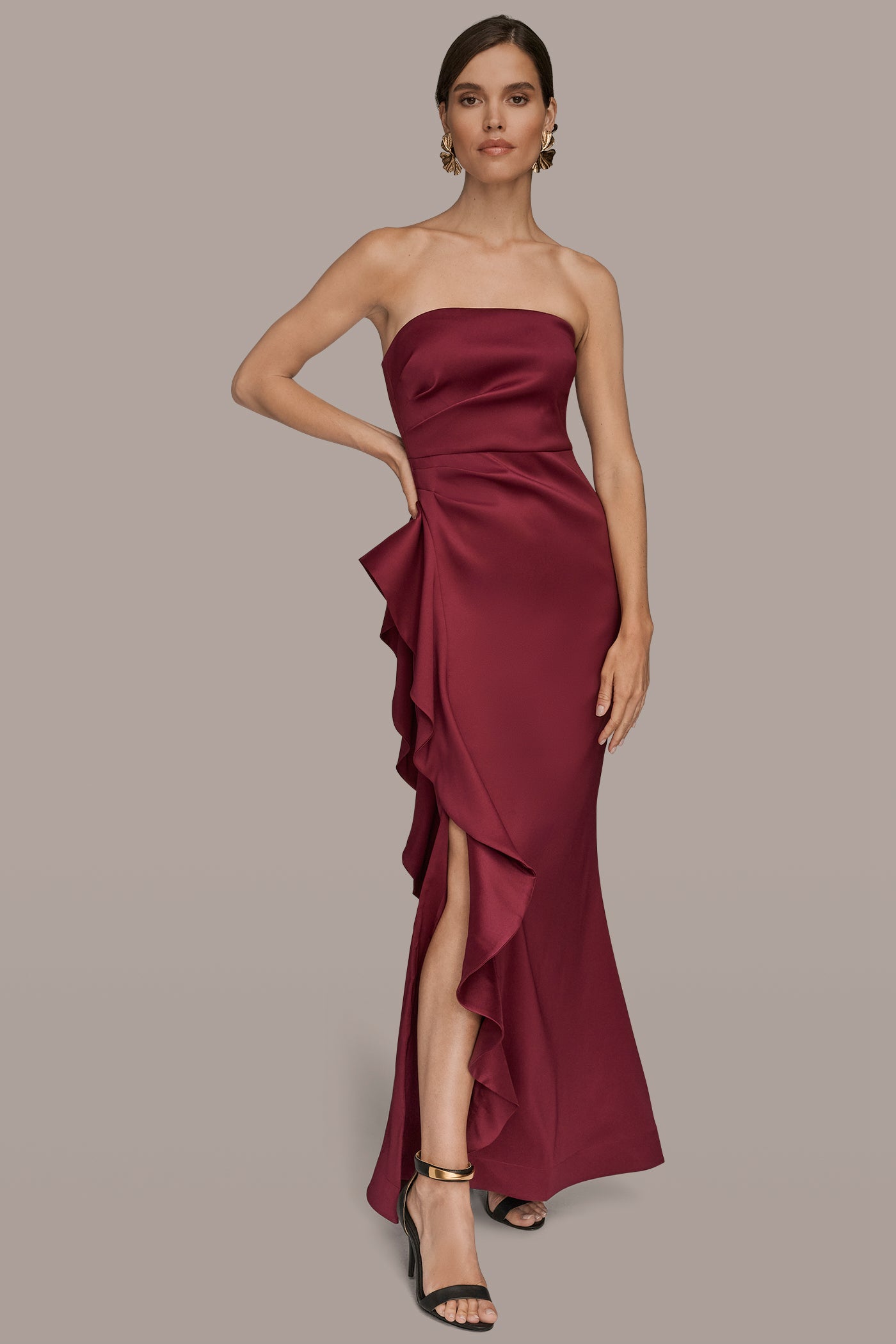 STRAPLESS RUFFLE MIKADO GOWN VIEW 4 | Fall Collection