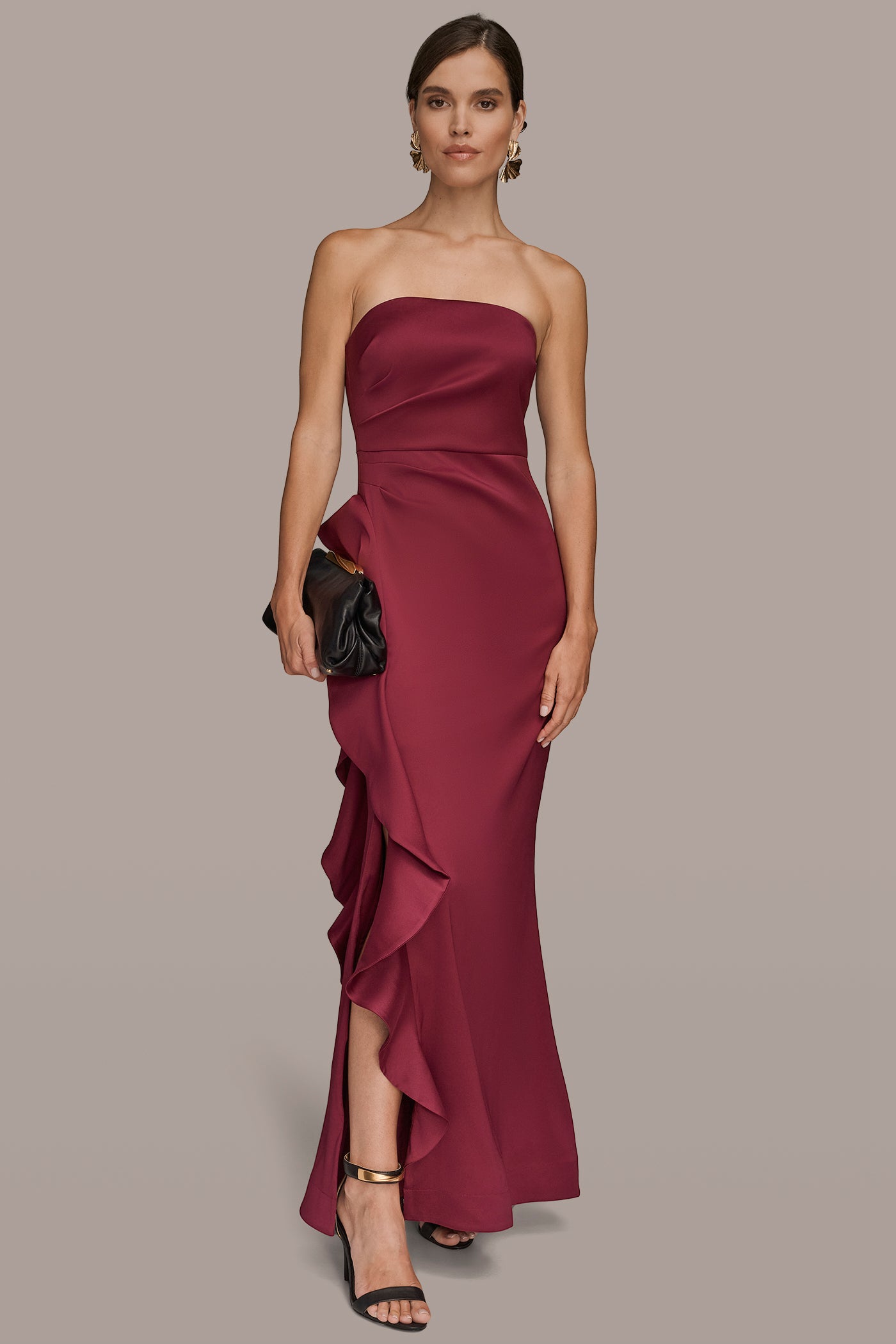 STRAPLESS RUFFLE MIKADO GOWN | View 1 | Fall Collection
