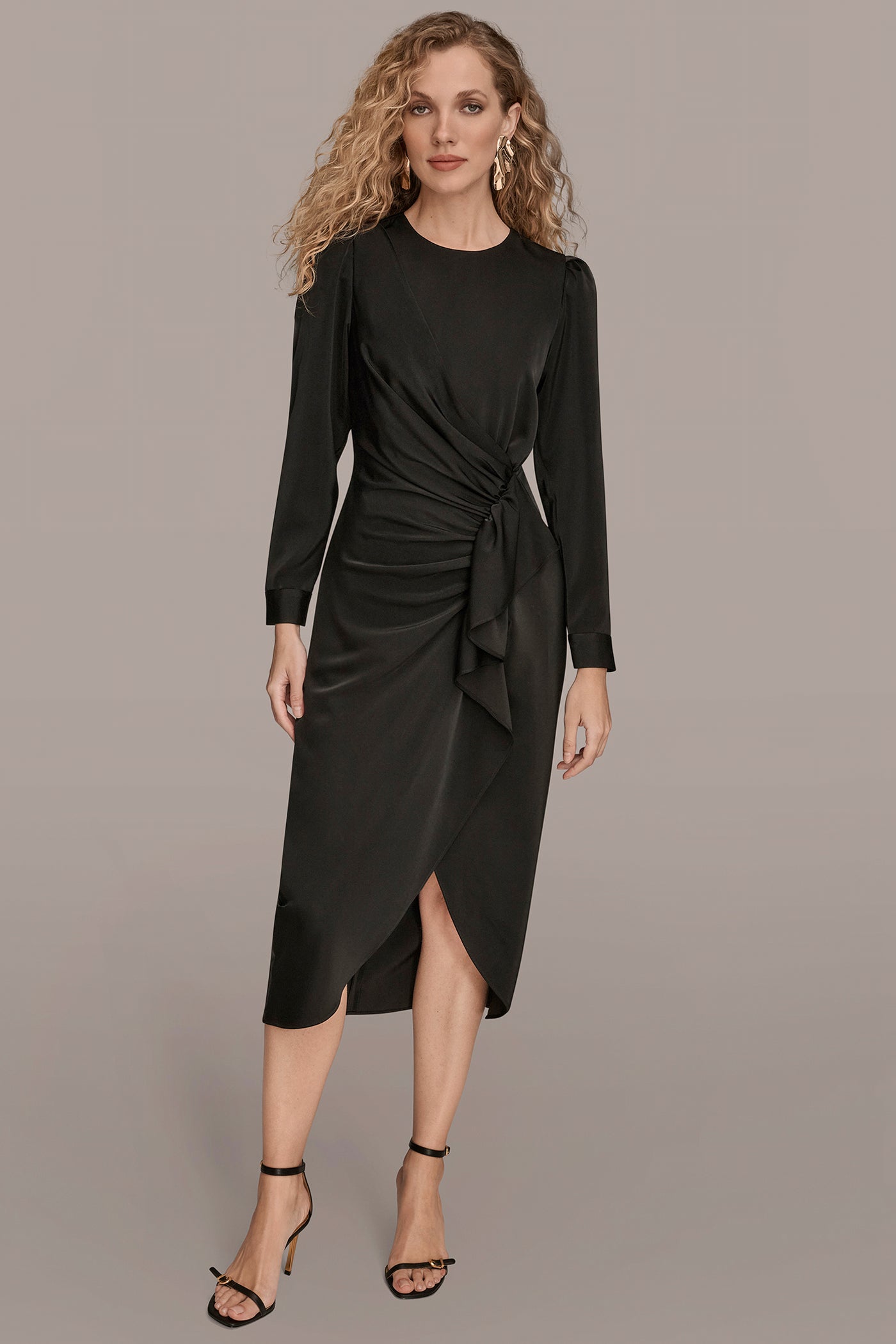 RUFFLED RUCHED MIDI DRESS | View 1 | Cocktail & Party
