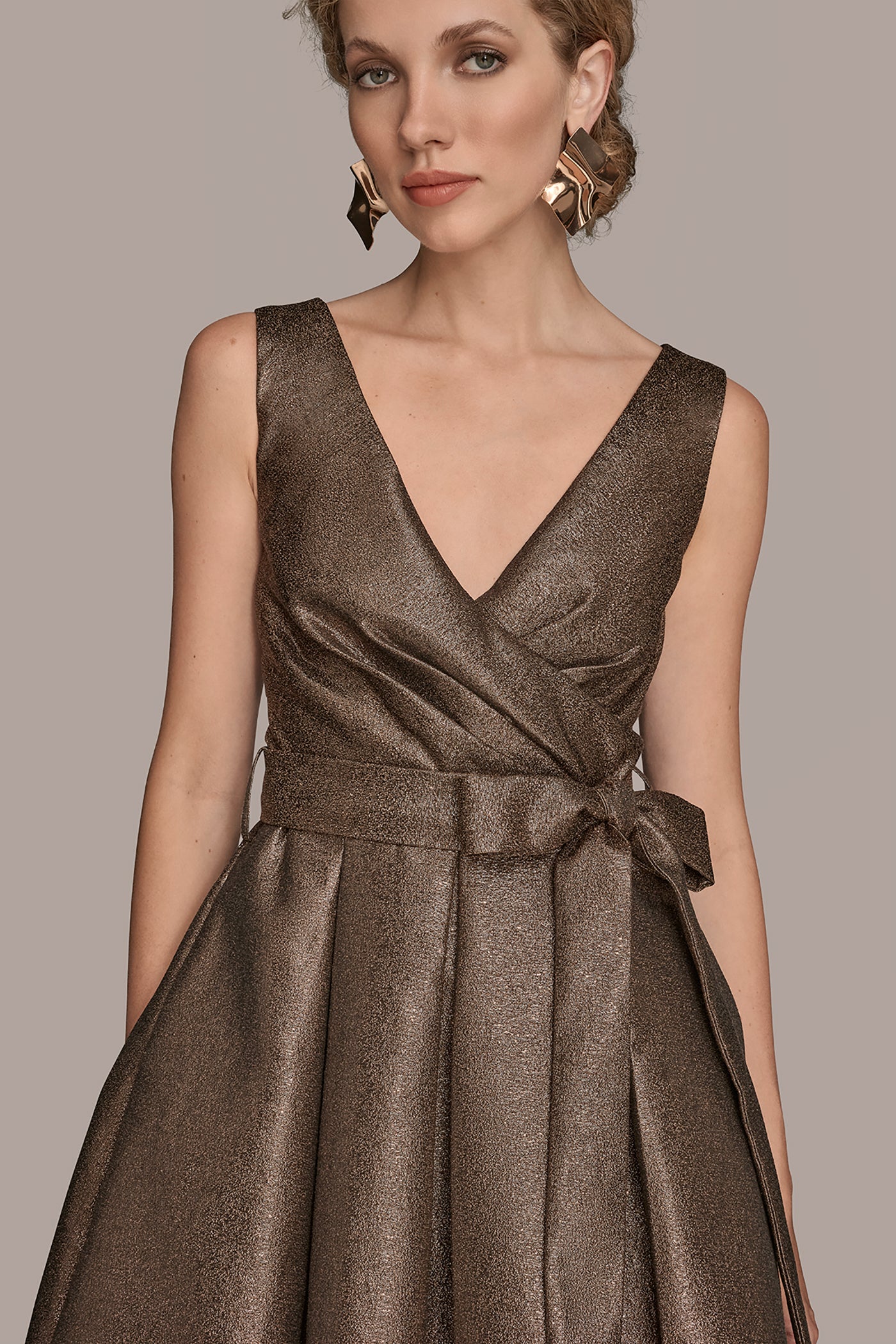 WRAP-EFFECT BROCADE MIDI GOWN VIEW 5 | Fall Collection