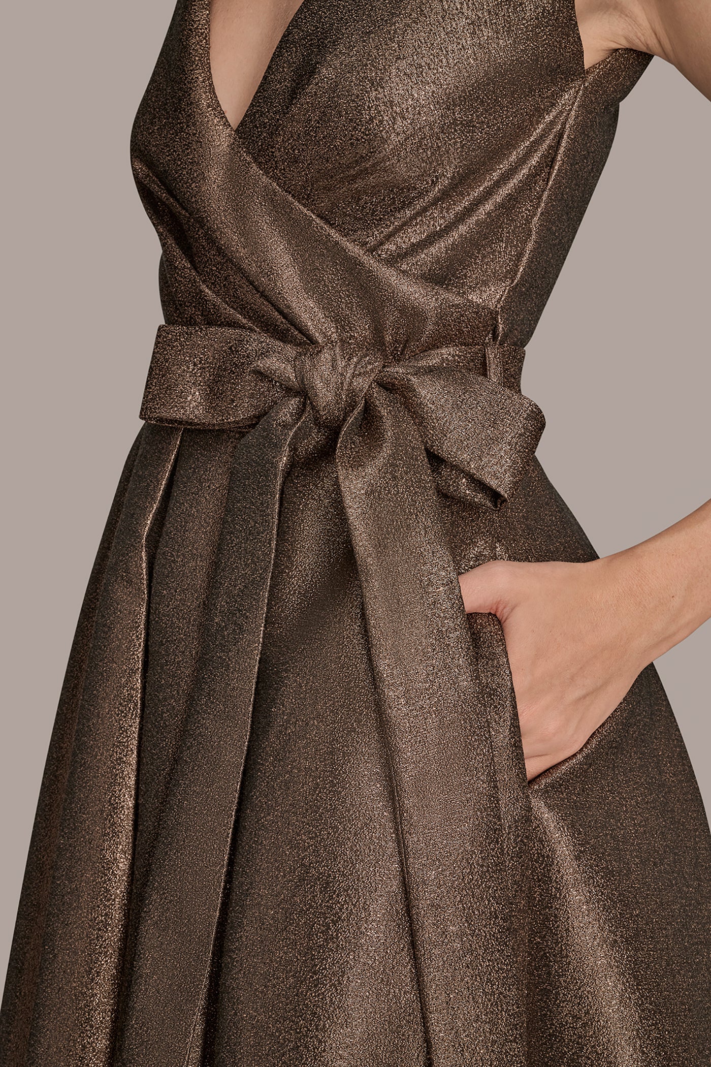 WRAP-EFFECT BROCADE MIDI GOWN VIEW 6 | Fall Collection