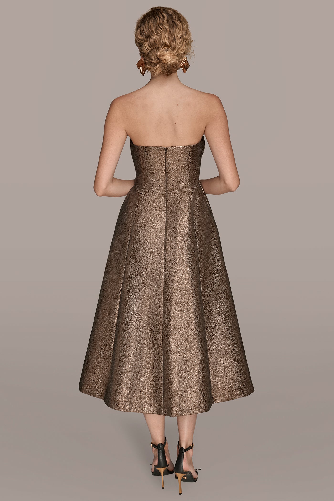 STRAPLESS BROCADE MIDI GOWN | View 2 | Formal & Black Tie