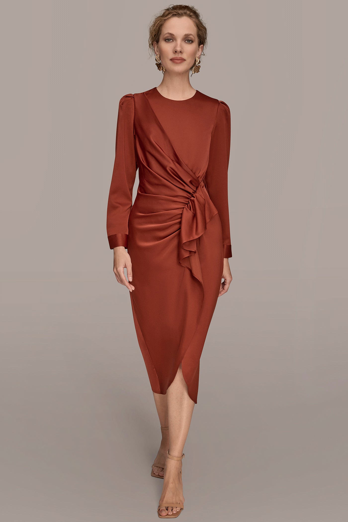 RUFFLED RUCHED MIDI DRESS | View 1 | Cocktail & Party