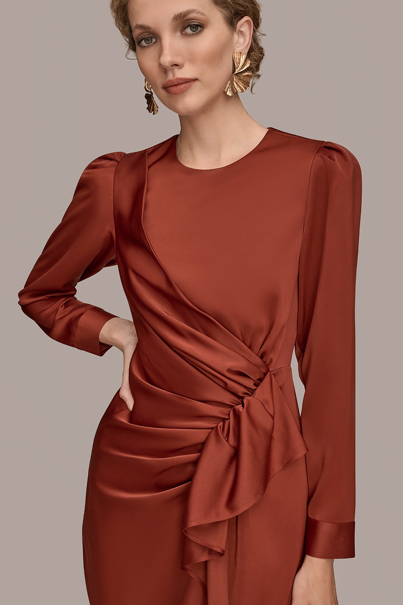 RUFFLED RUCHED MIDI DRESS VIEW 5 | Cocktail & Party