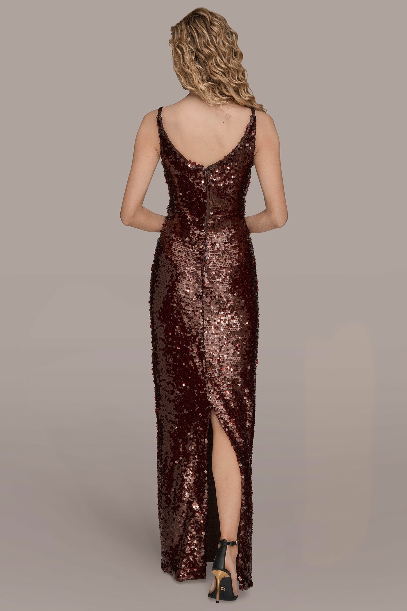 BOAT NECK SEQUIN GOWN | View 2 | Clothing