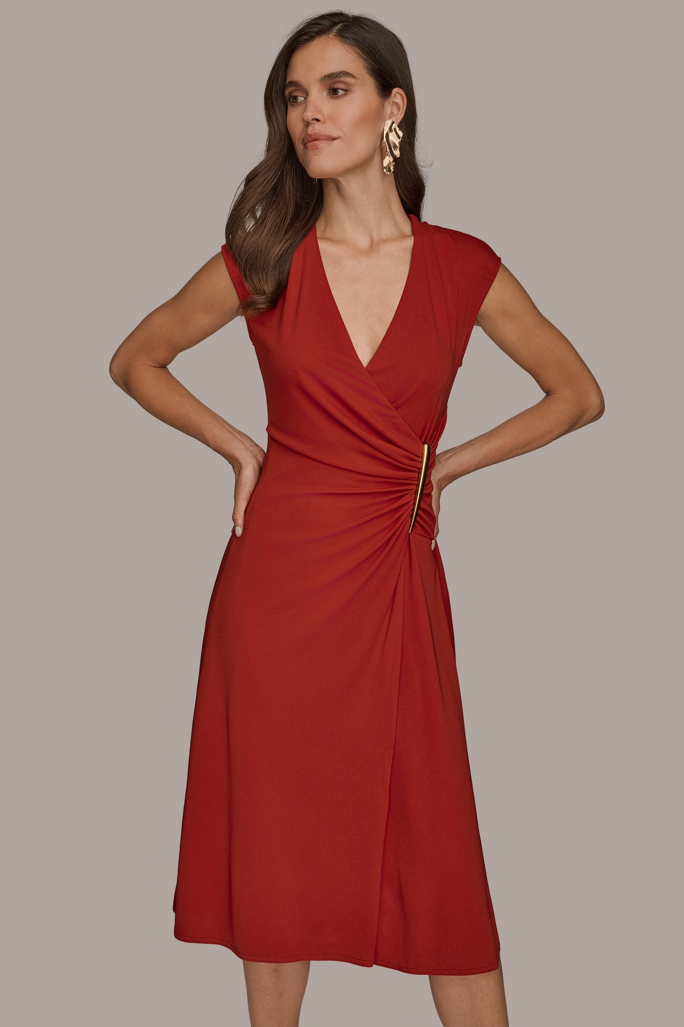 WRAP-EFFECT EMBELLISHED MIDI DRESS VIEW 6 | New Arrivals