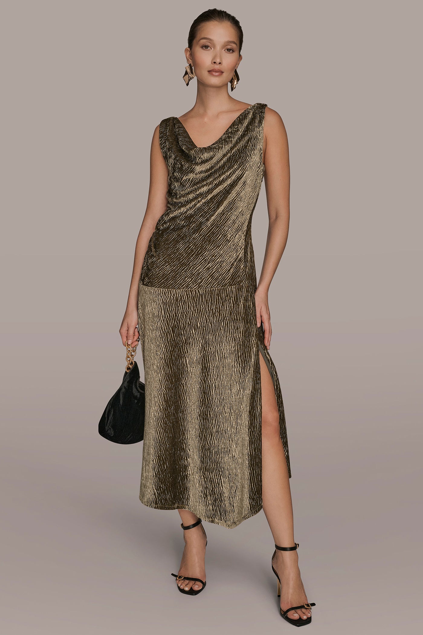 ASYMMETRIC VELVET MIDI SHEATH | View 1 | New Arrivals