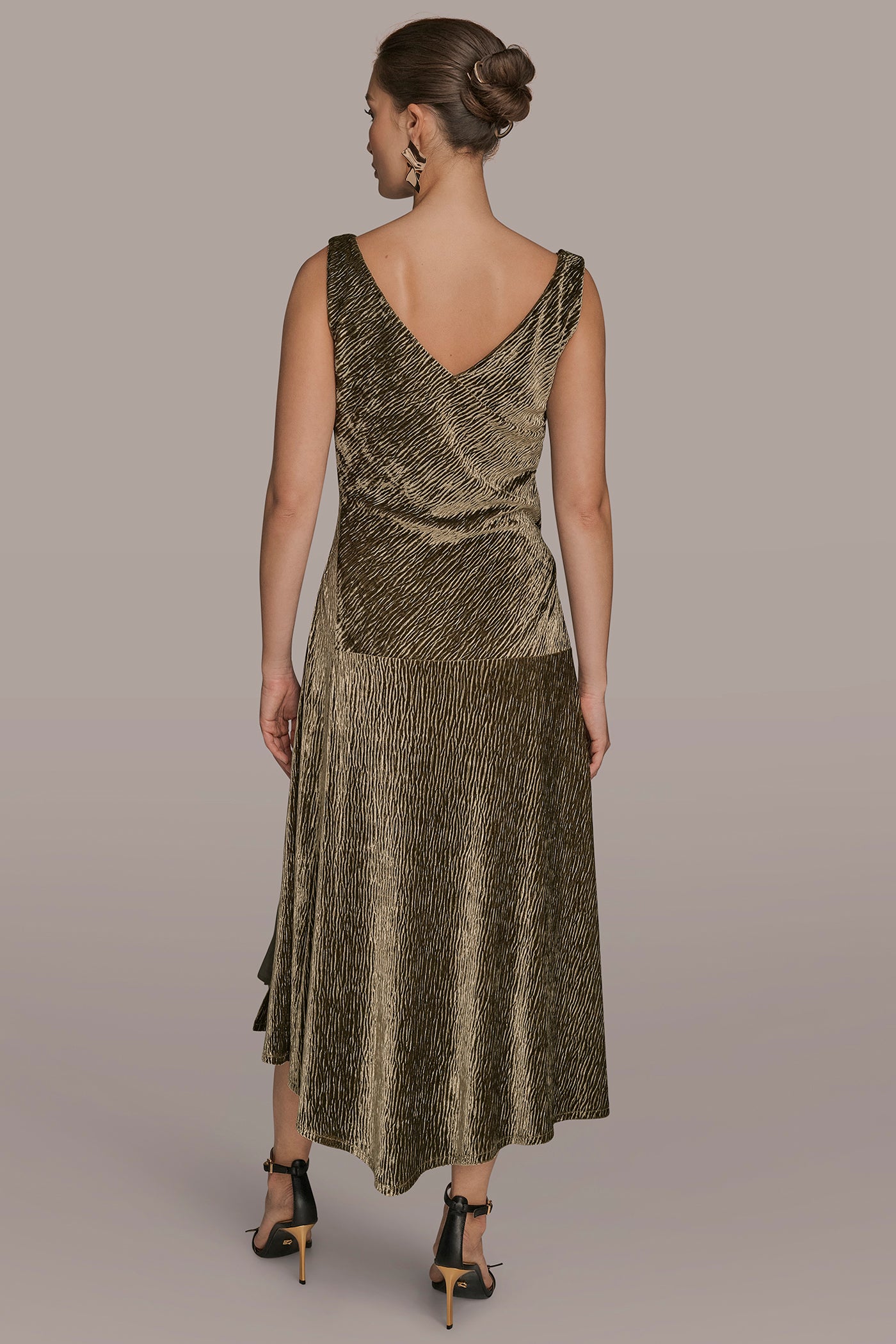 ASYMMETRIC VELVET MIDI SHEATH | View 2 | New Arrivals