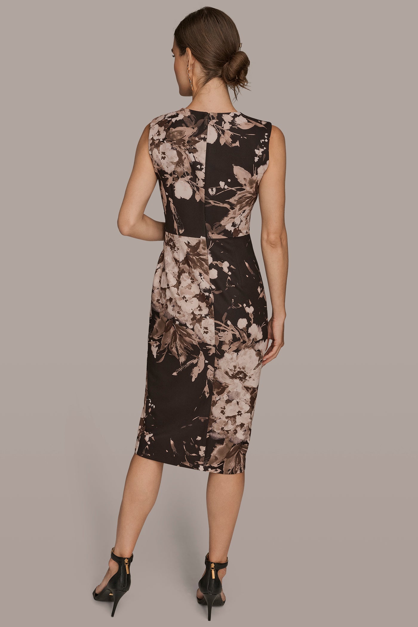FLORAL GATHERED EMBELLISHED MIDI SHEATH | View 2 | Event Dressing