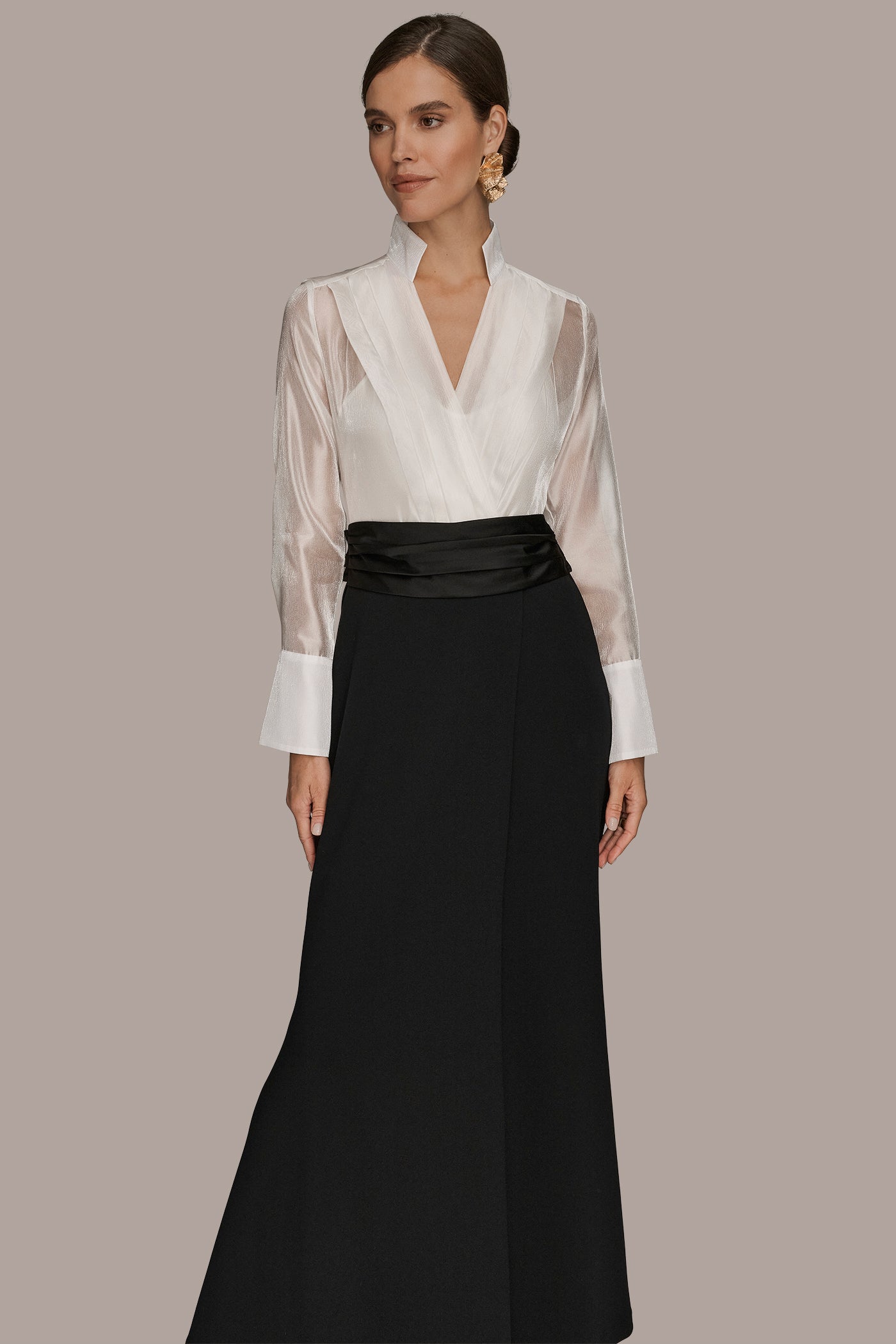 LAYERED WRAP-EFFECT GOWN VIEW 4
