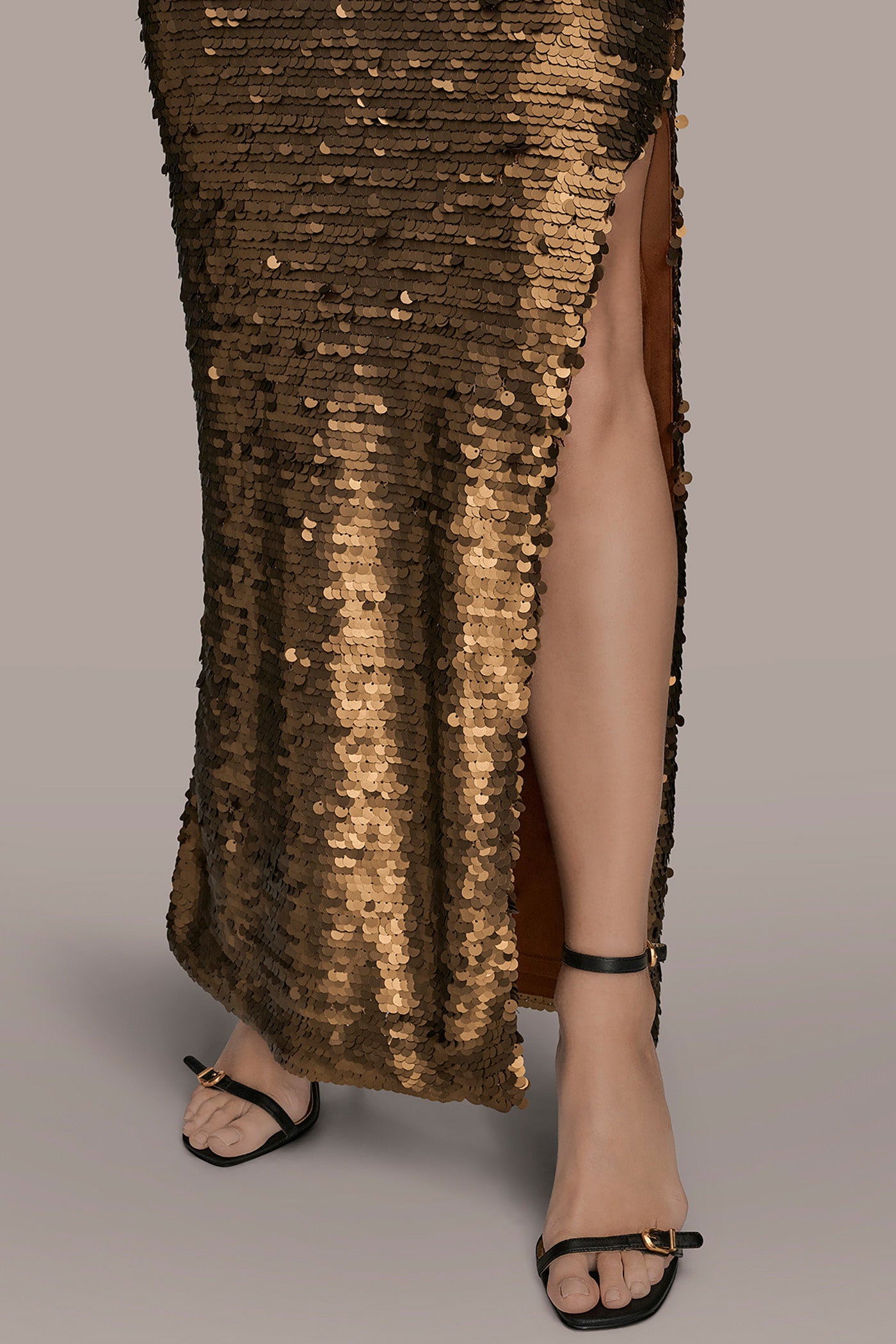 SEQUINED HALTER SLIP GOWN VIEW 7 | Dresses & Jumpsuits