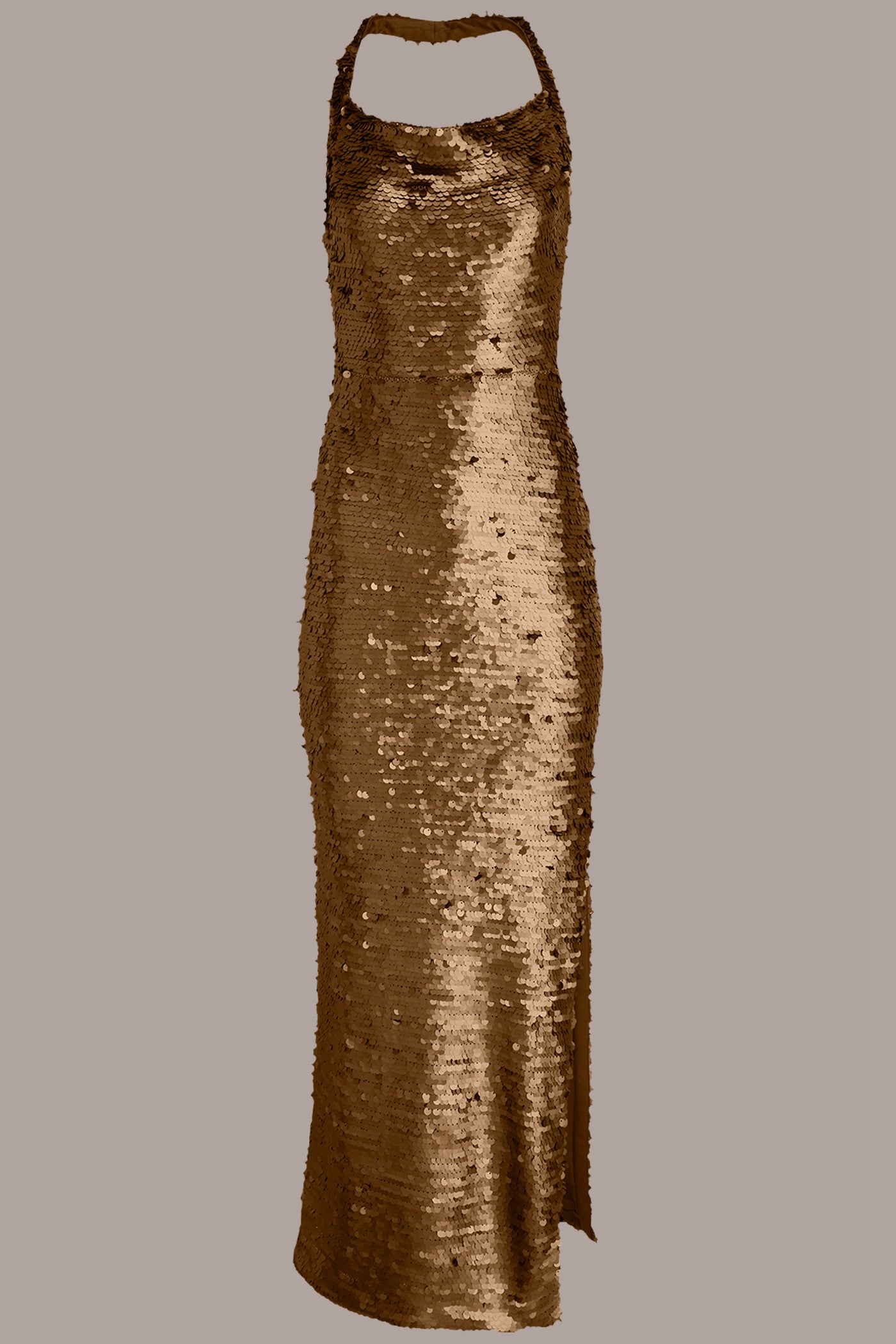 SEQUINED HALTER SLIP GOWN VIEW 9 | New clothing