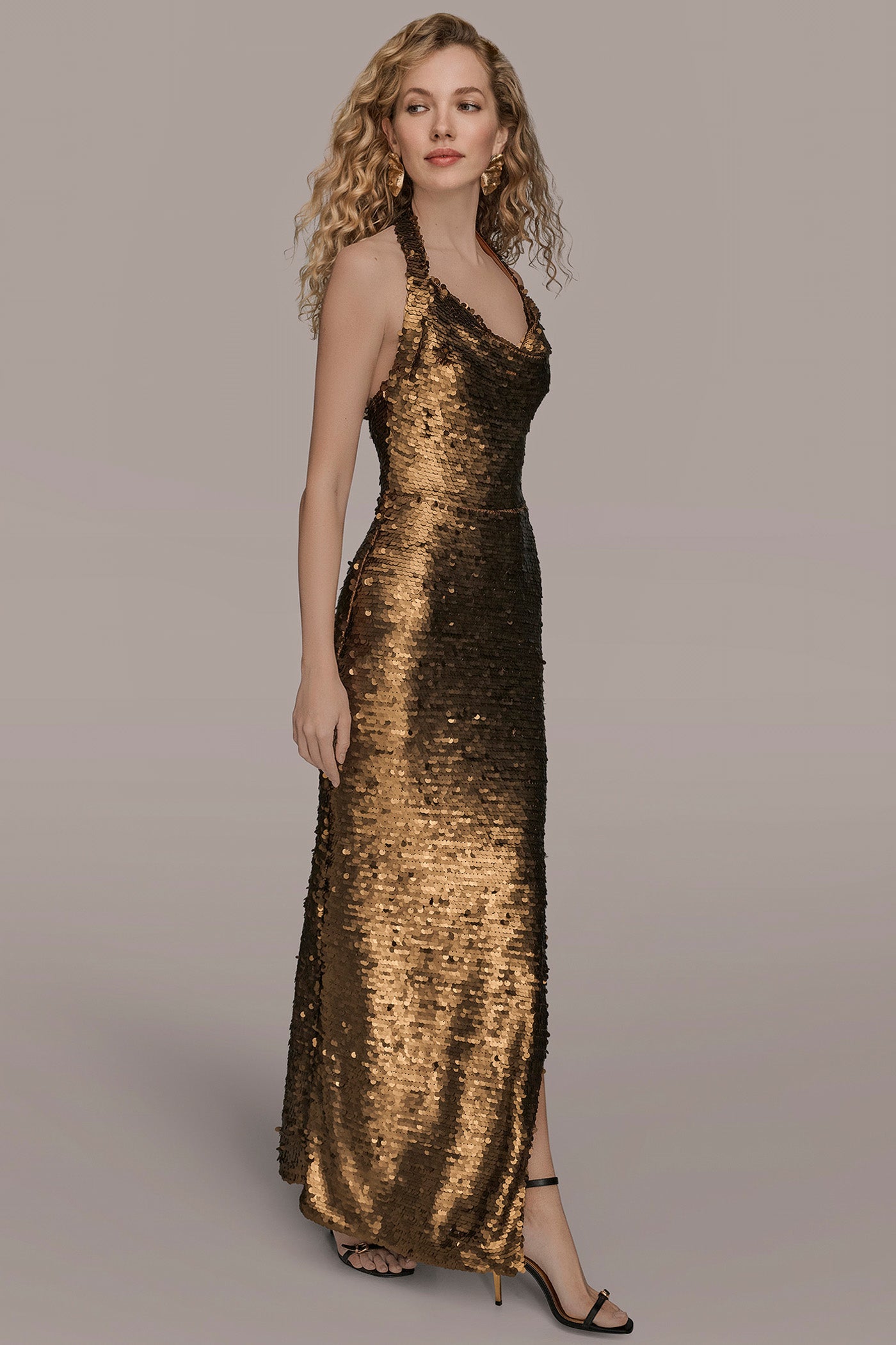 SEQUINED HALTER SLIP GOWN | View 2 | Dresses & Jumpsuits