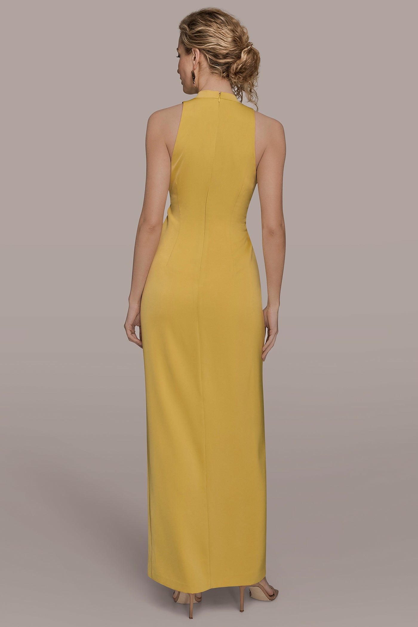 SLEEVELESS V NECK FRONT ROUCHED GOWN | View 2 | Ball Gowns