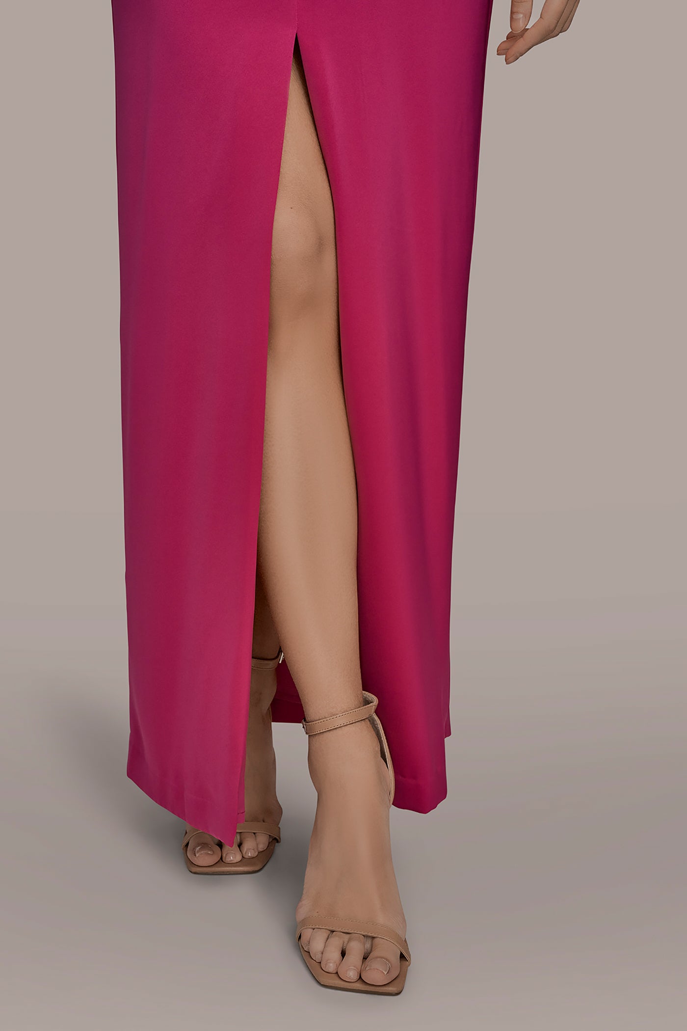 SLEEVELESS V NECK FRONT ROUCHED GOWN VIEW 7 | Ball Gowns
