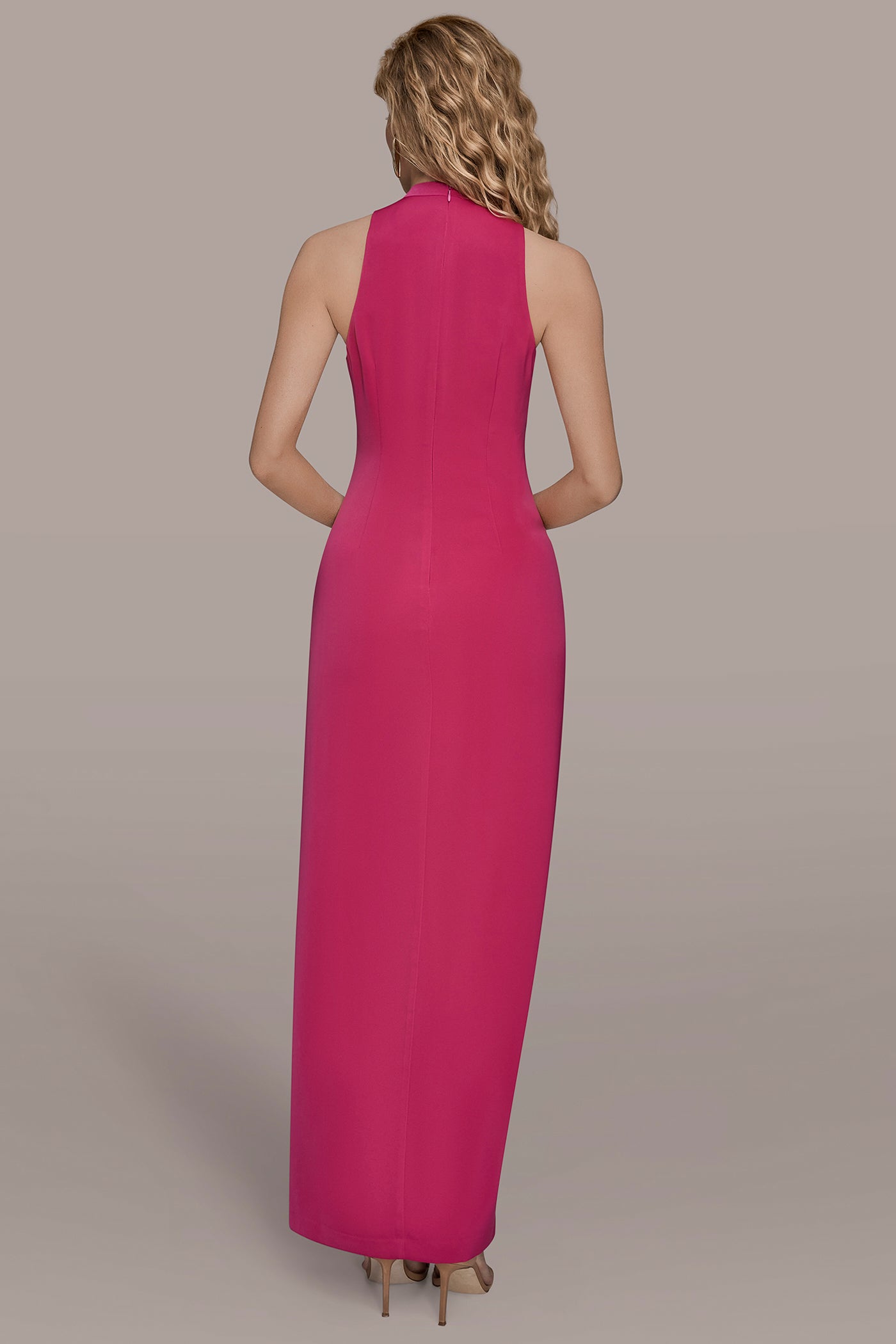 SLEEVELESS V NECK FRONT ROUCHED GOWN | View 2 | Ball Gowns