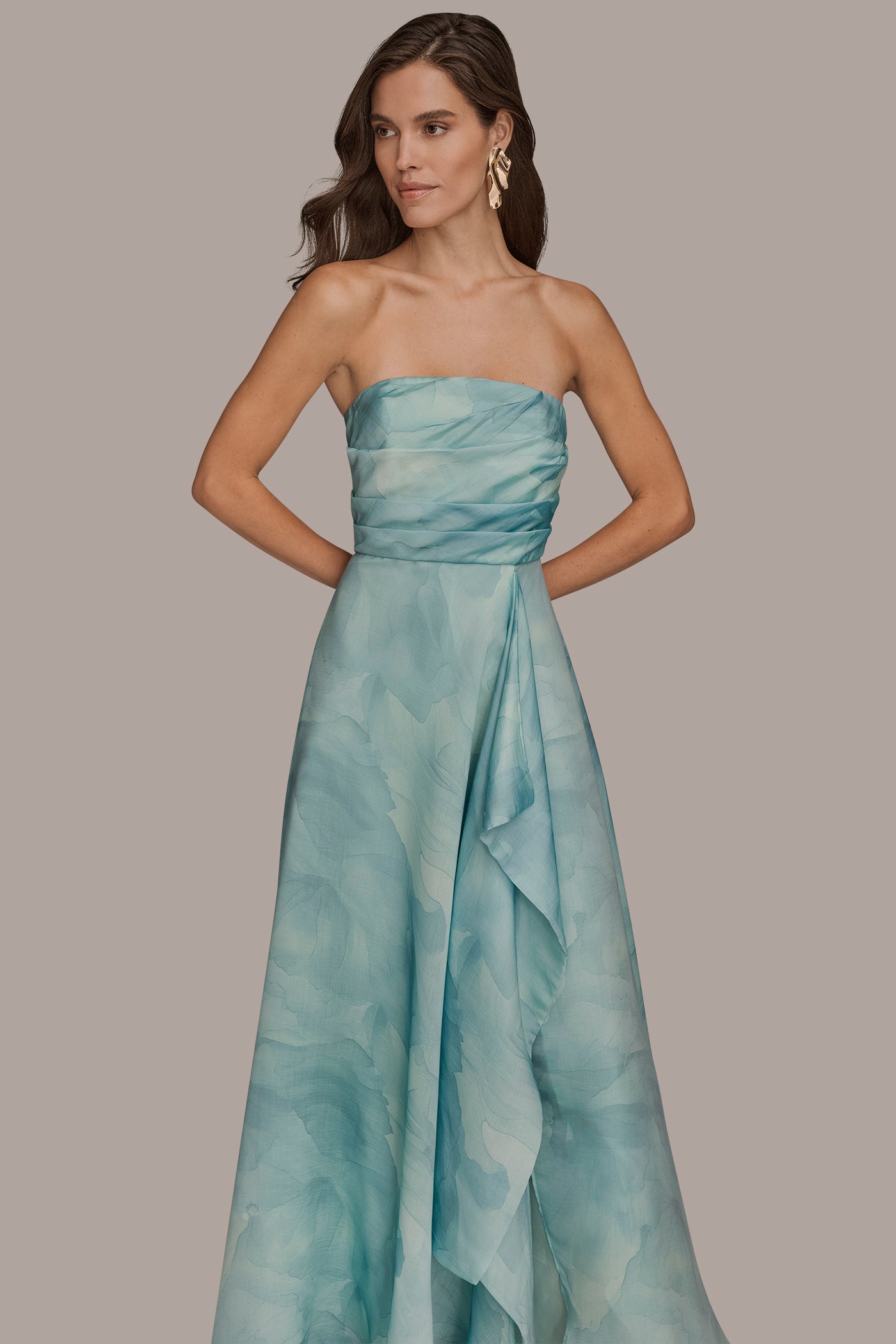 STRAPLESS WATER COLOR BALL GOWN VIEW 4 | New Arrivals