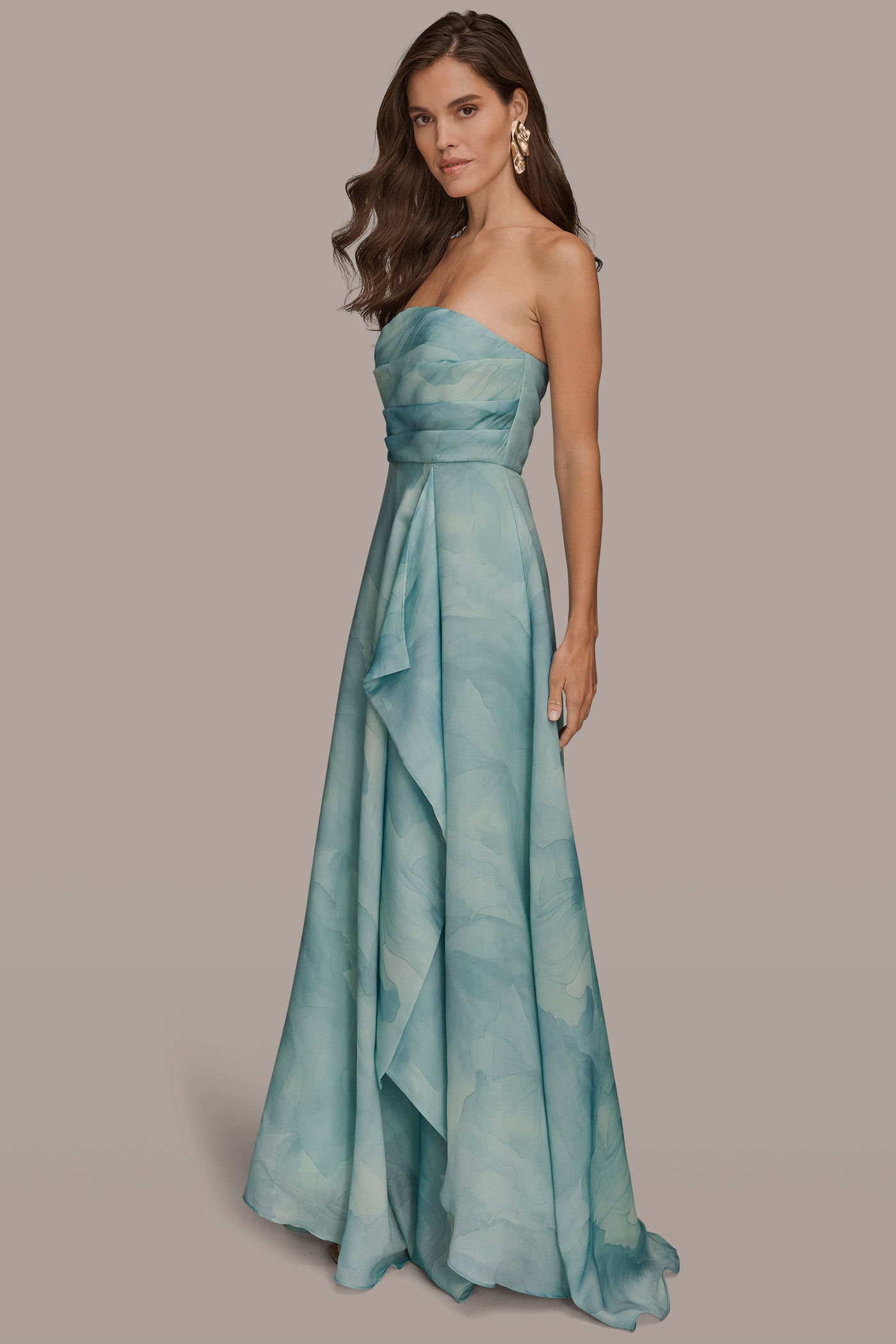 STRAPLESS WATER COLOR BALL GOWN VIEW 3 | New Arrivals