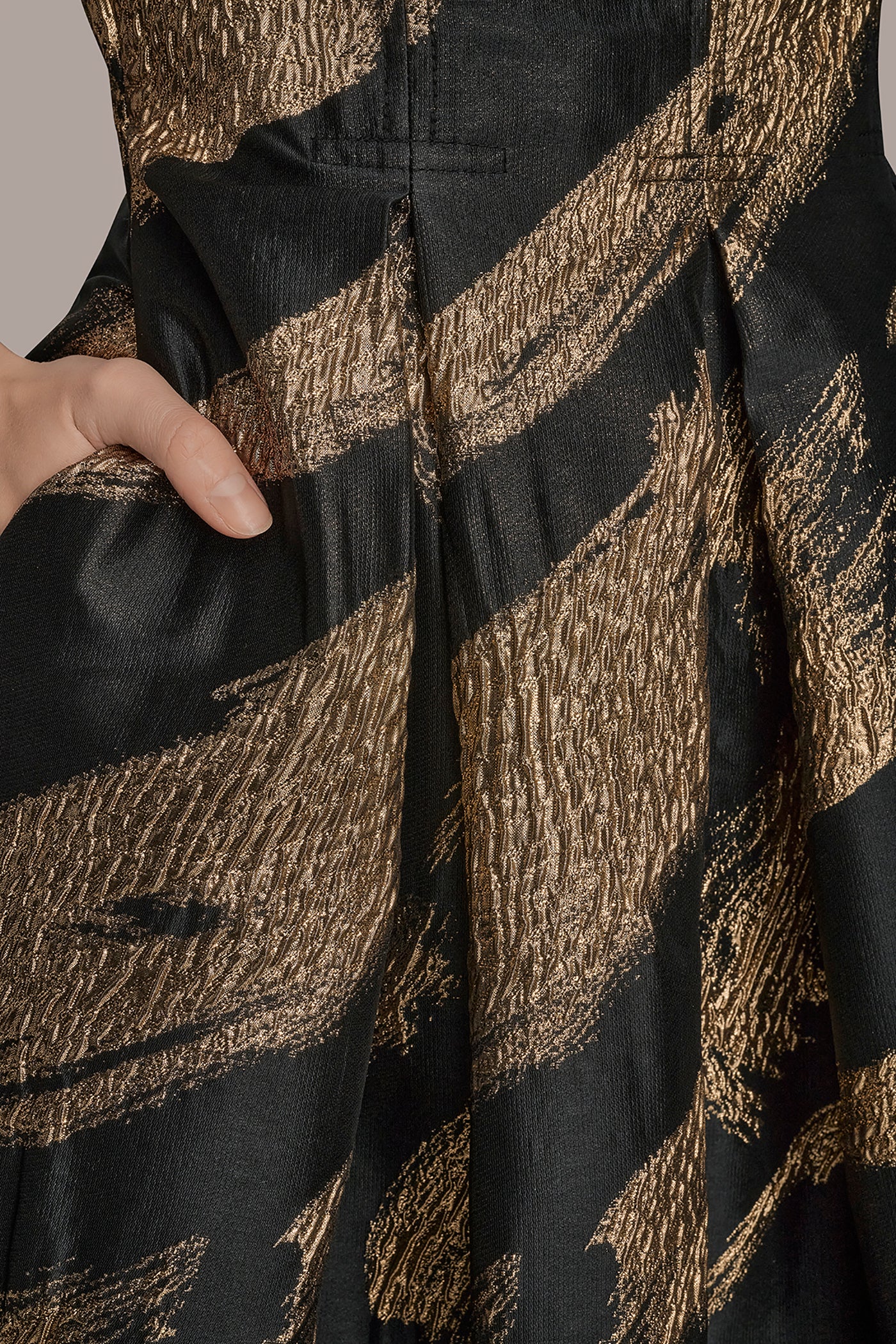 METALLIC JACQUARD BRUSH STROKE BALL GOWN VIEW 5 | New Arrivals