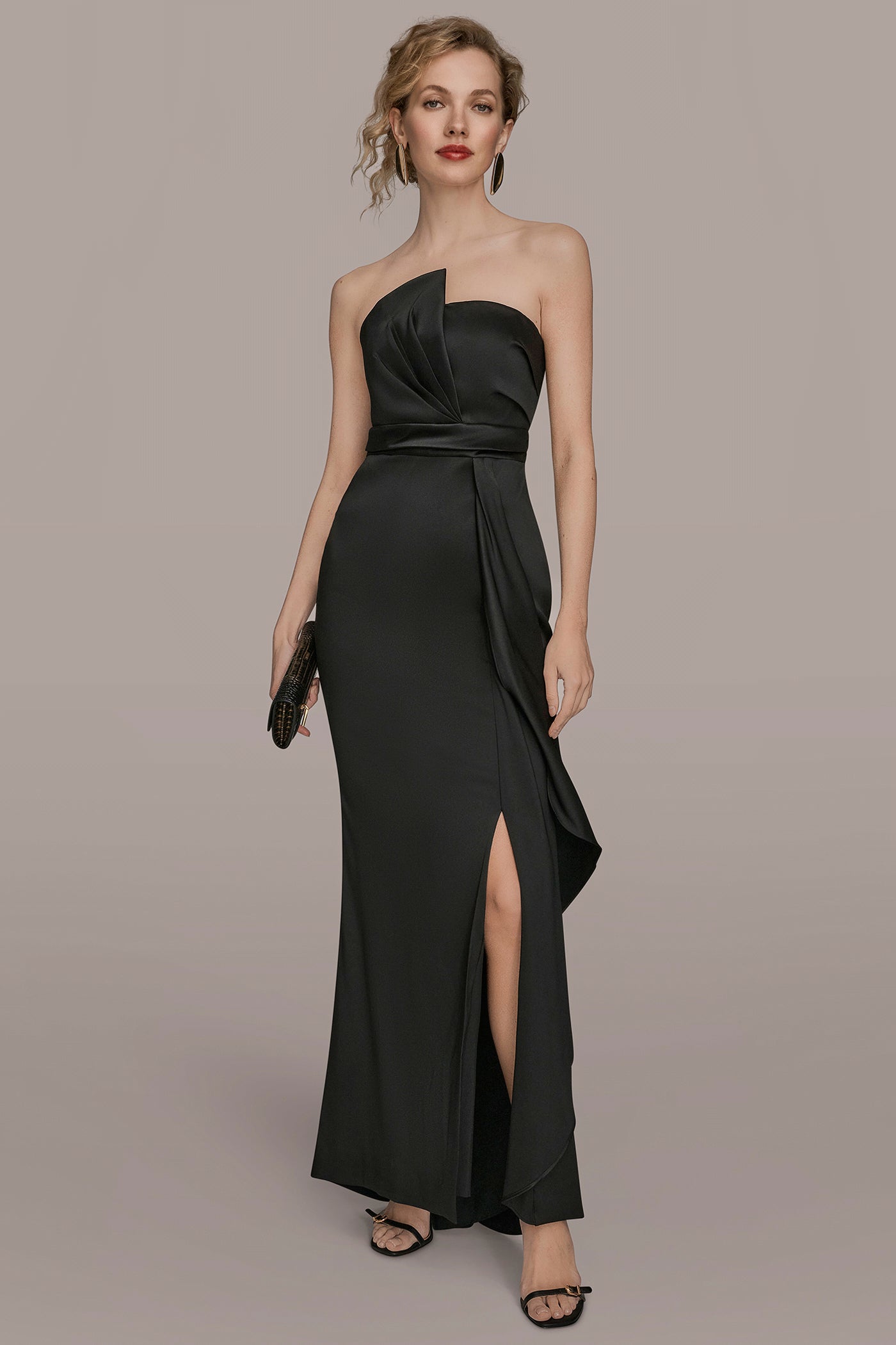 ASYMMETRICAL NECK FRONT DRAPED GOWN | View 1 | Ball Gowns