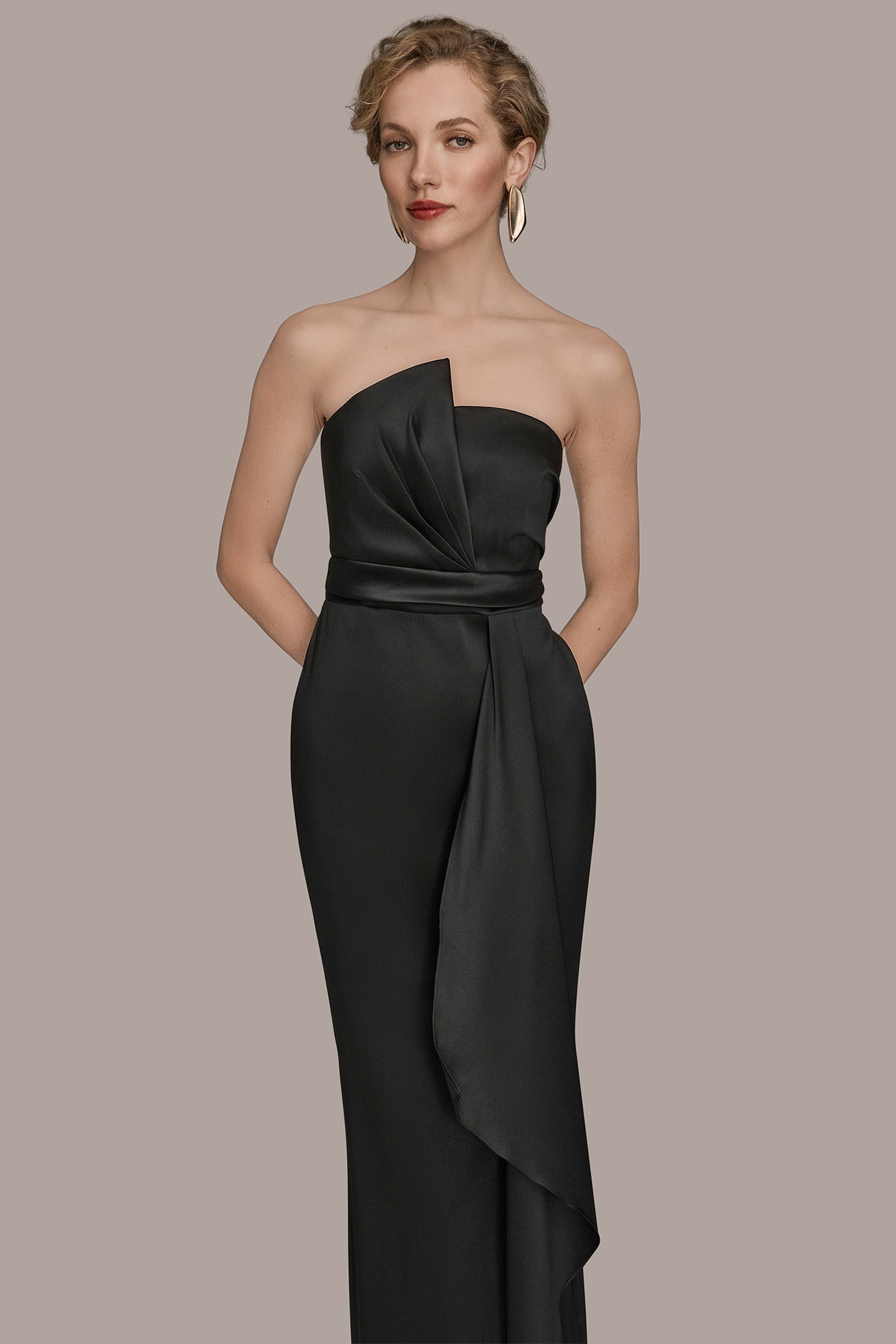 ASYMMETRICAL NECK FRONT DRAPED GOWN VIEW 4 | Ball Gowns