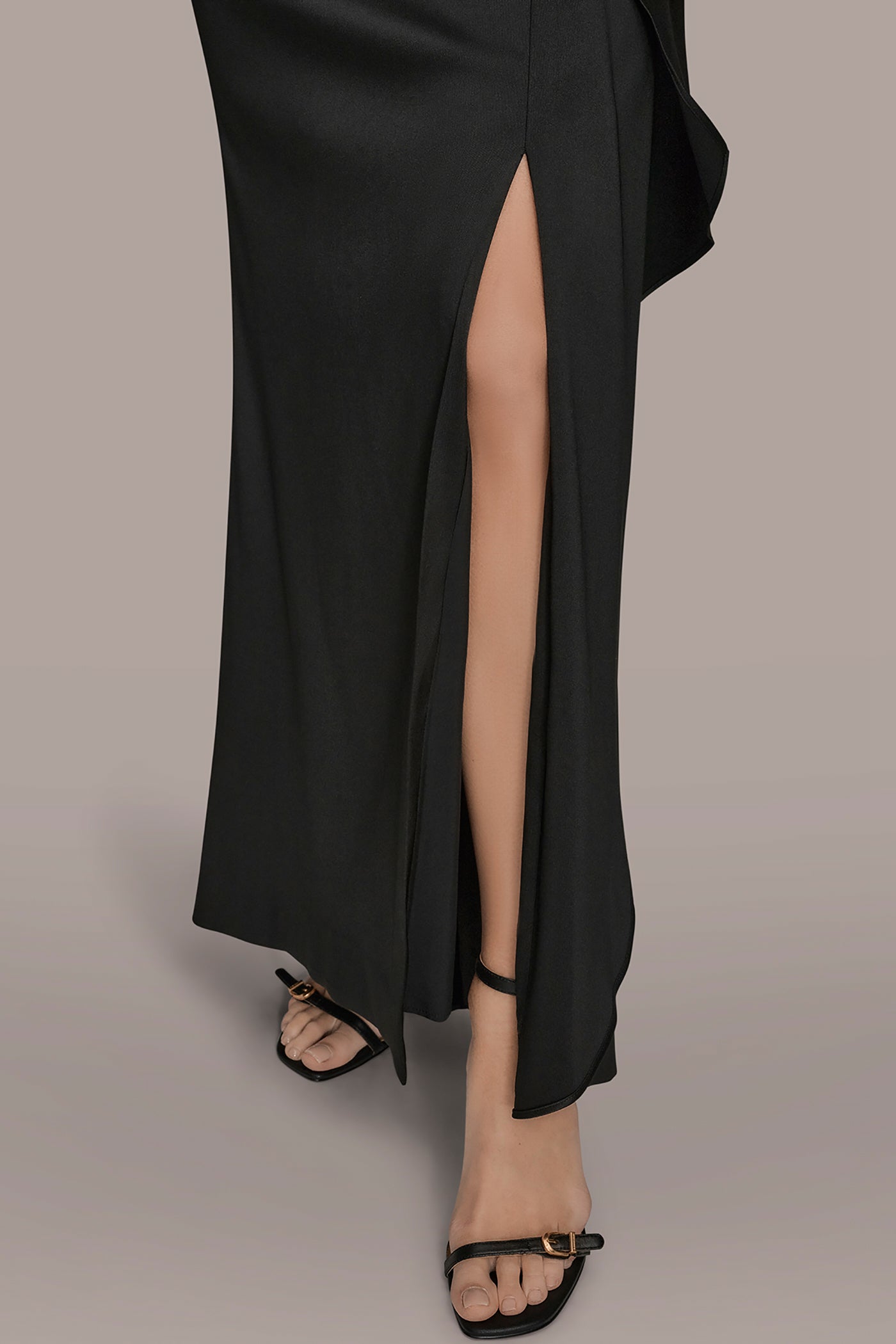 ASYMMETRICAL NECK FRONT DRAPED GOWN VIEW 7 | Ball Gowns