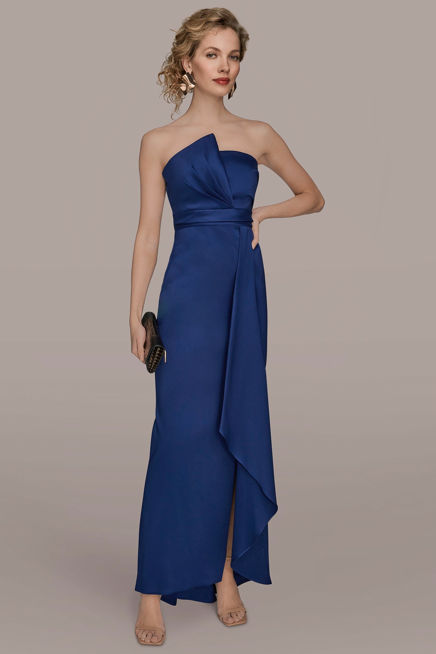 ASYMMETRICAL NECK FRONT DRAPED GOWN VIEW 8 | Ball Gowns