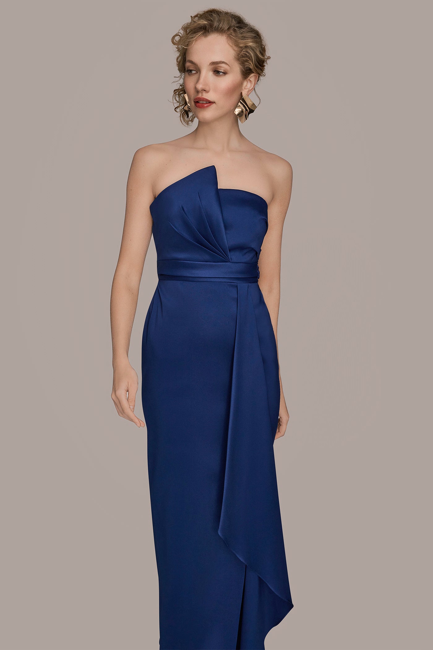 ASYMMETRICAL NECK FRONT DRAPED GOWN VIEW 4 | Ball Gowns