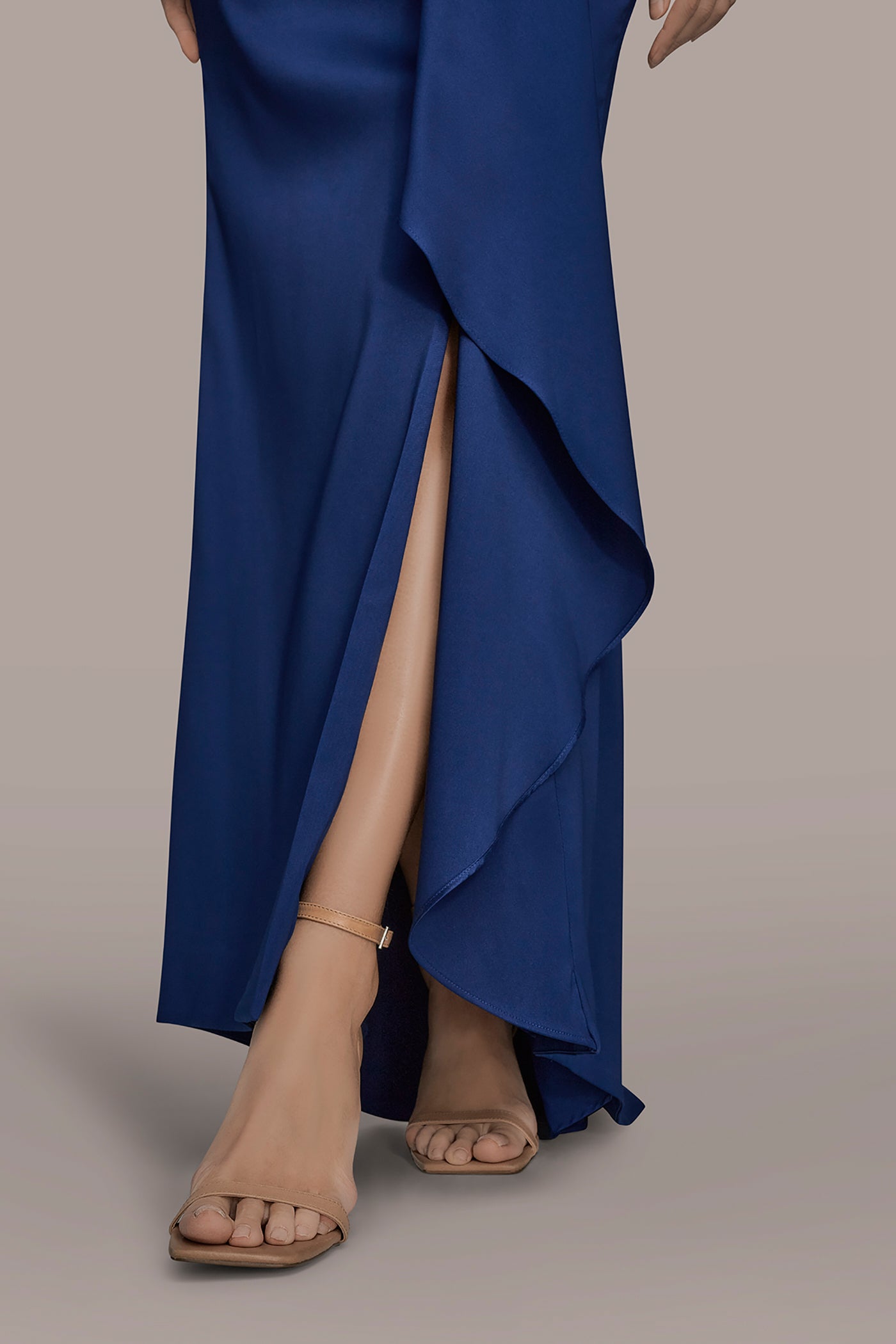 ASYMMETRICAL NECK FRONT DRAPED GOWN VIEW 7 | Ball Gowns