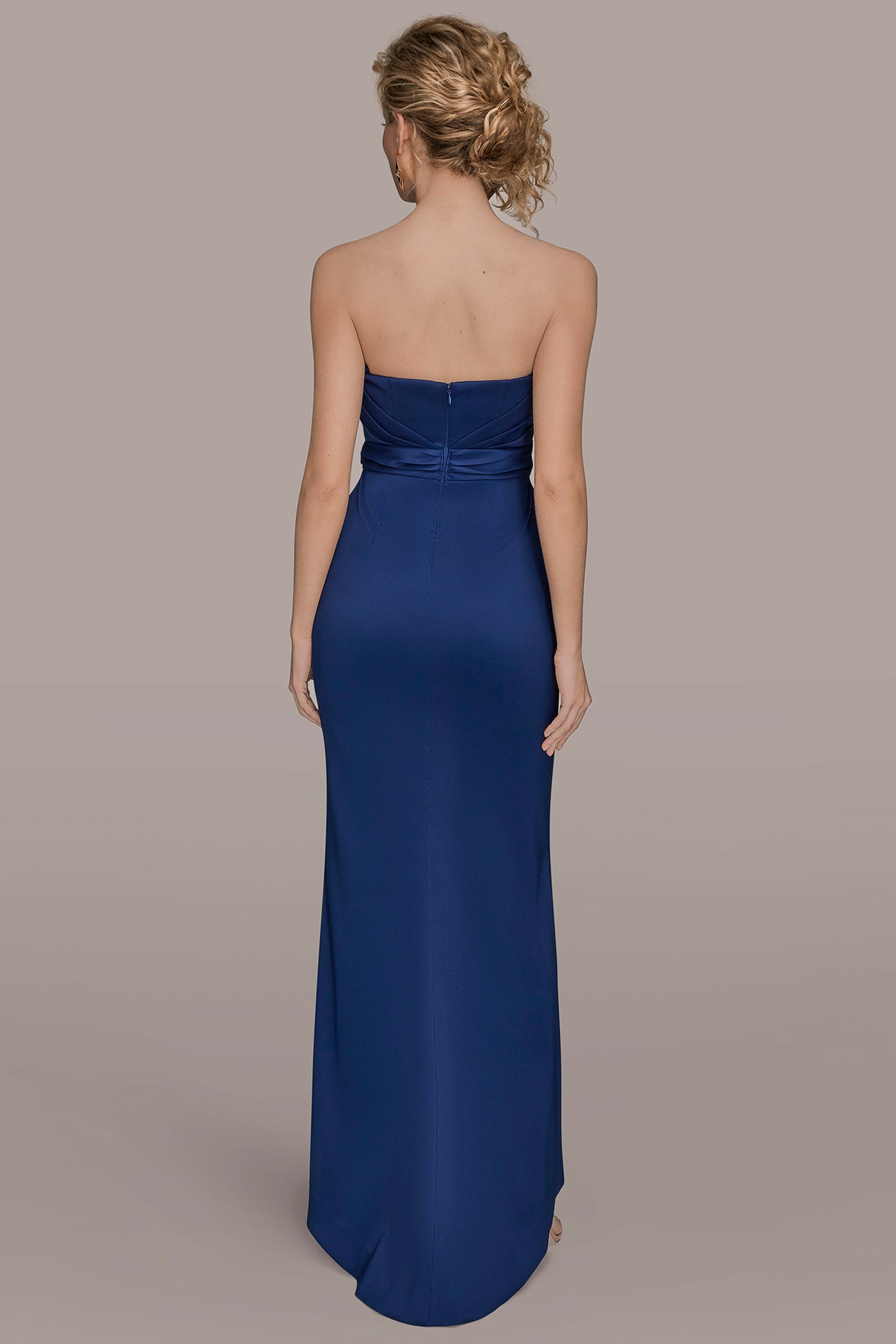 ASYMMETRICAL NECK FRONT DRAPED GOWN | View 2 | Ball Gowns