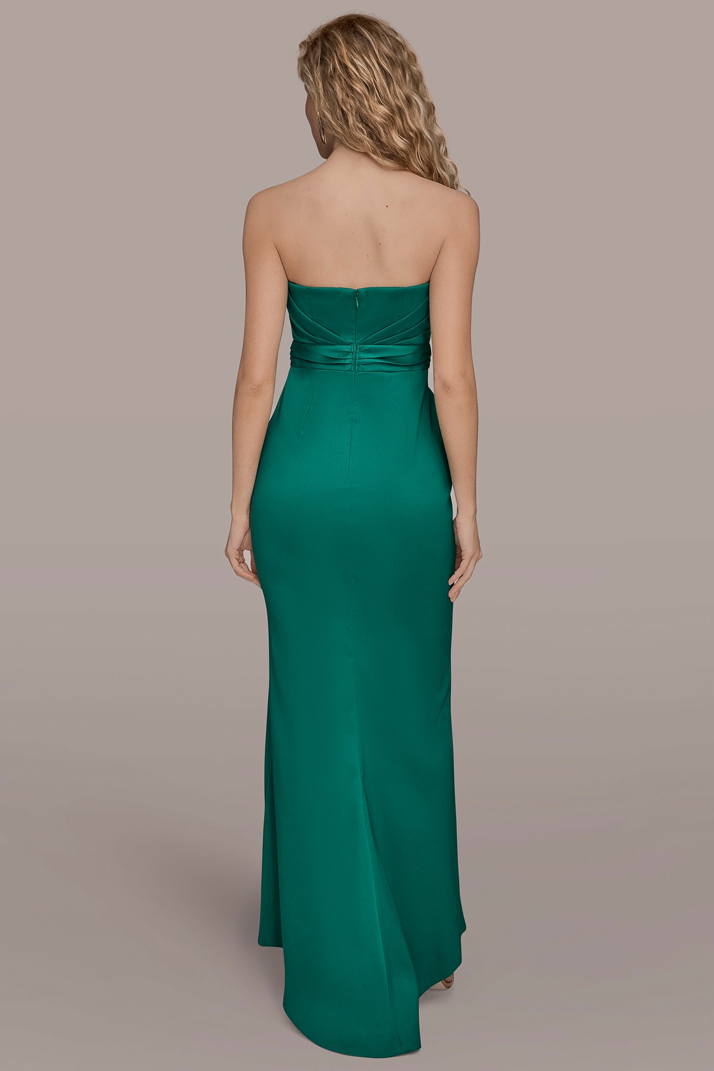 ASYMMETRICAL NECK FRONT DRAPED GOWN | View 2 | Ball Gowns