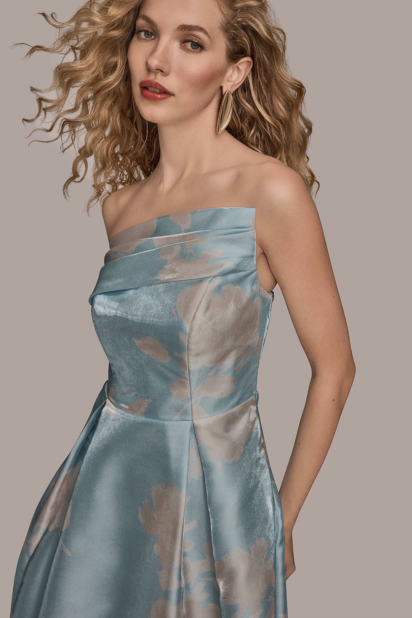 ASYMMETRICAL NECK FLORAL BALL GOWN VIEW 4 | Ball Gowns
