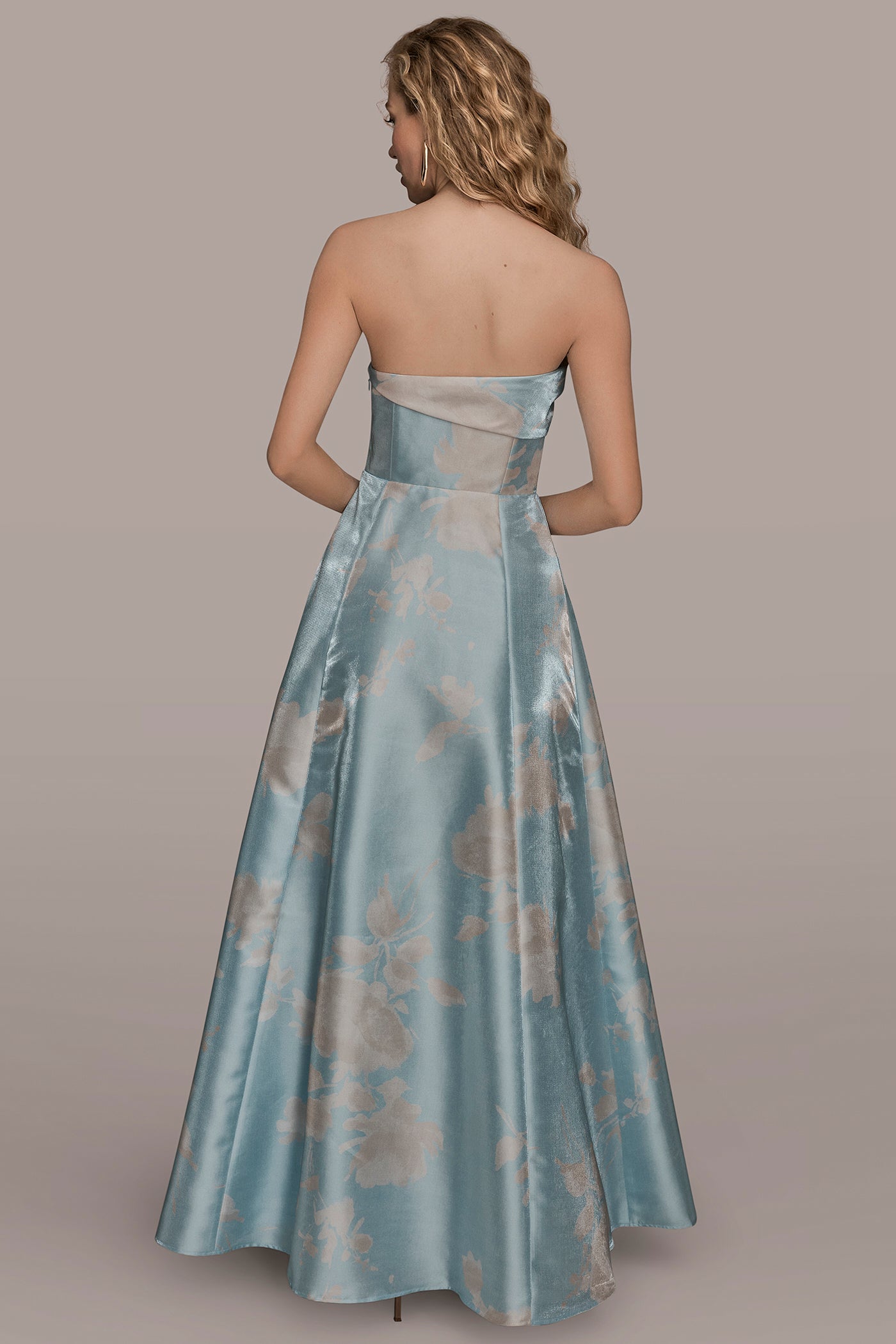 ASYMMETRICAL NECK FLORAL BALL GOWN | View 2 | Ball Gowns