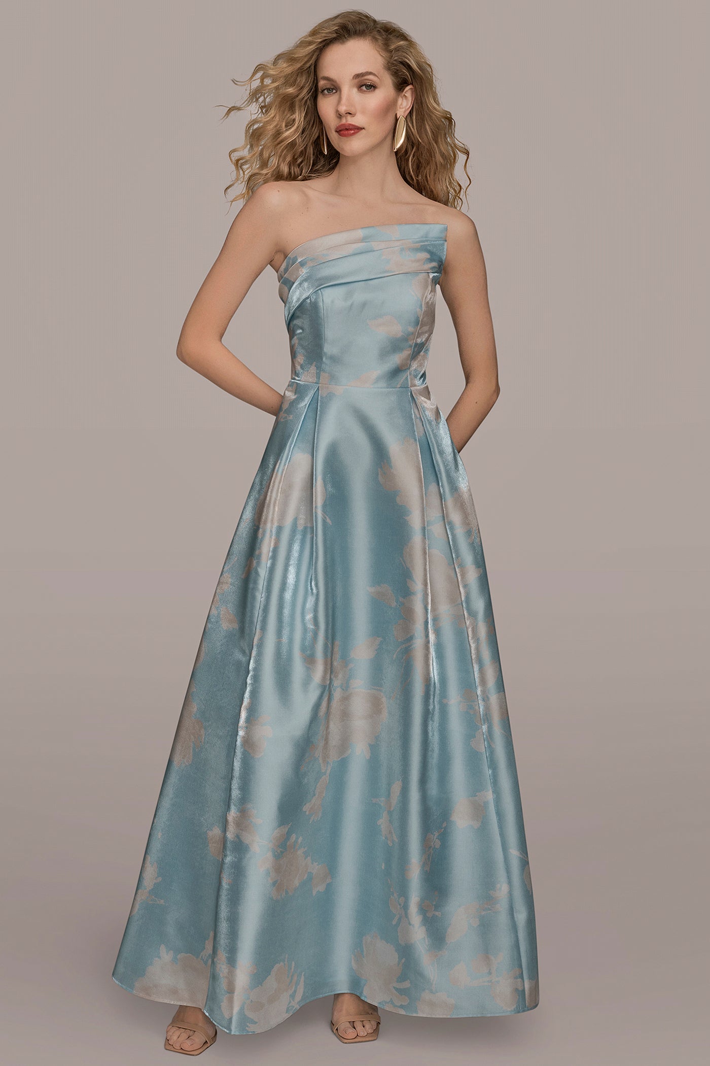 ASYMMETRICAL NECK FLORAL BALL GOWN | View 1 | Ball Gowns