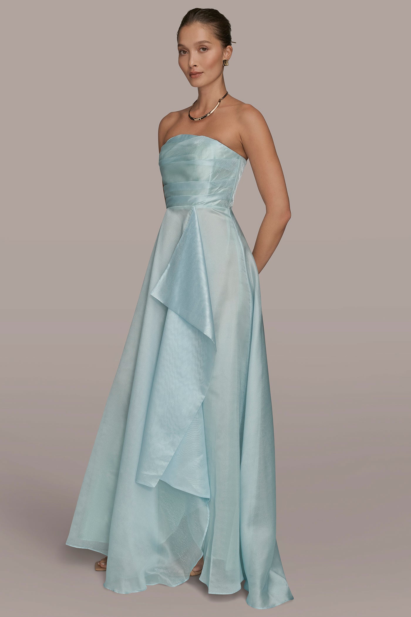STRAPLESS CASCADING GOWN VIEW 3 | New Arrivals