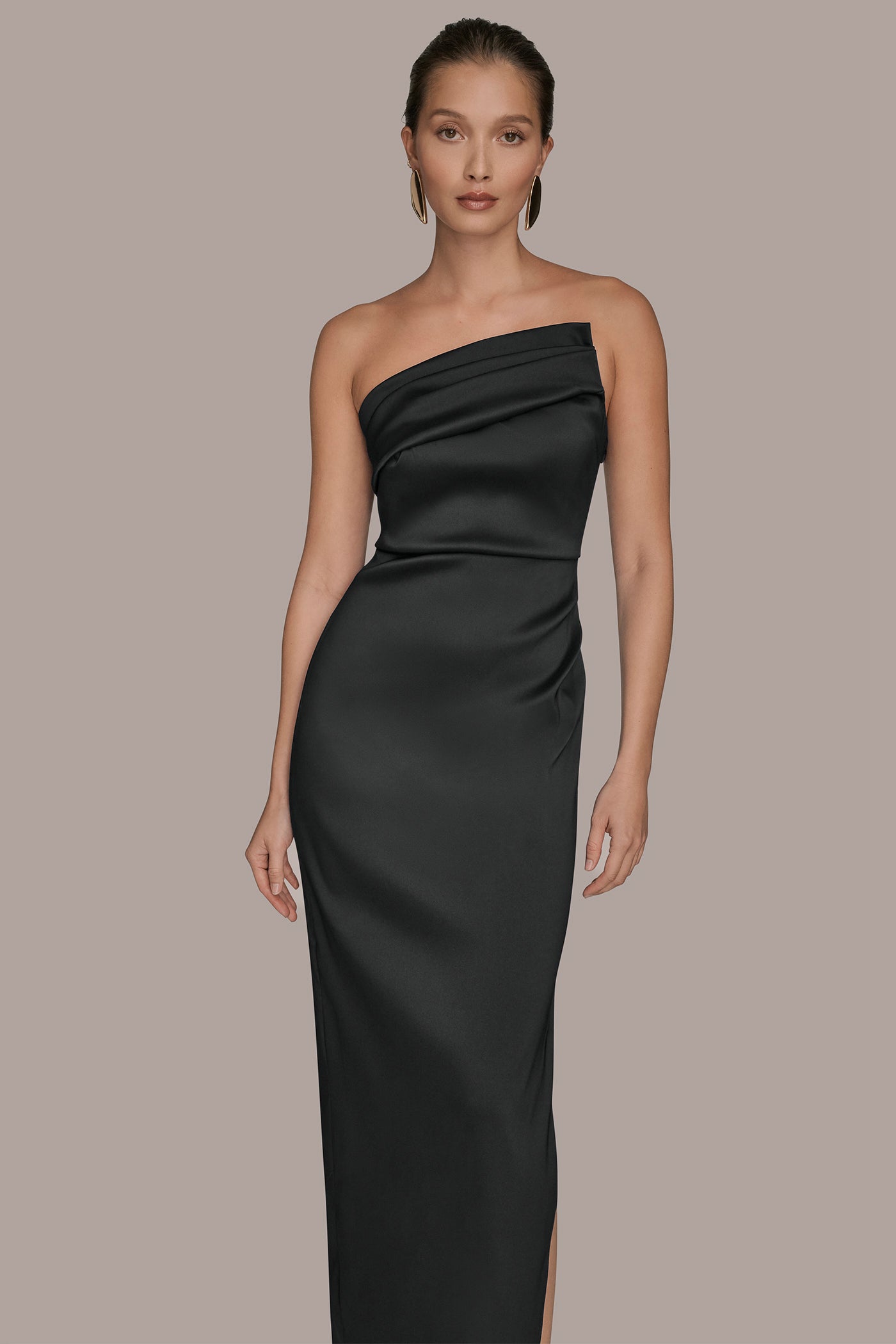 ASYMMETRIC STRAPLESS GATHERED GOWN VIEW 4 | Ball Gowns