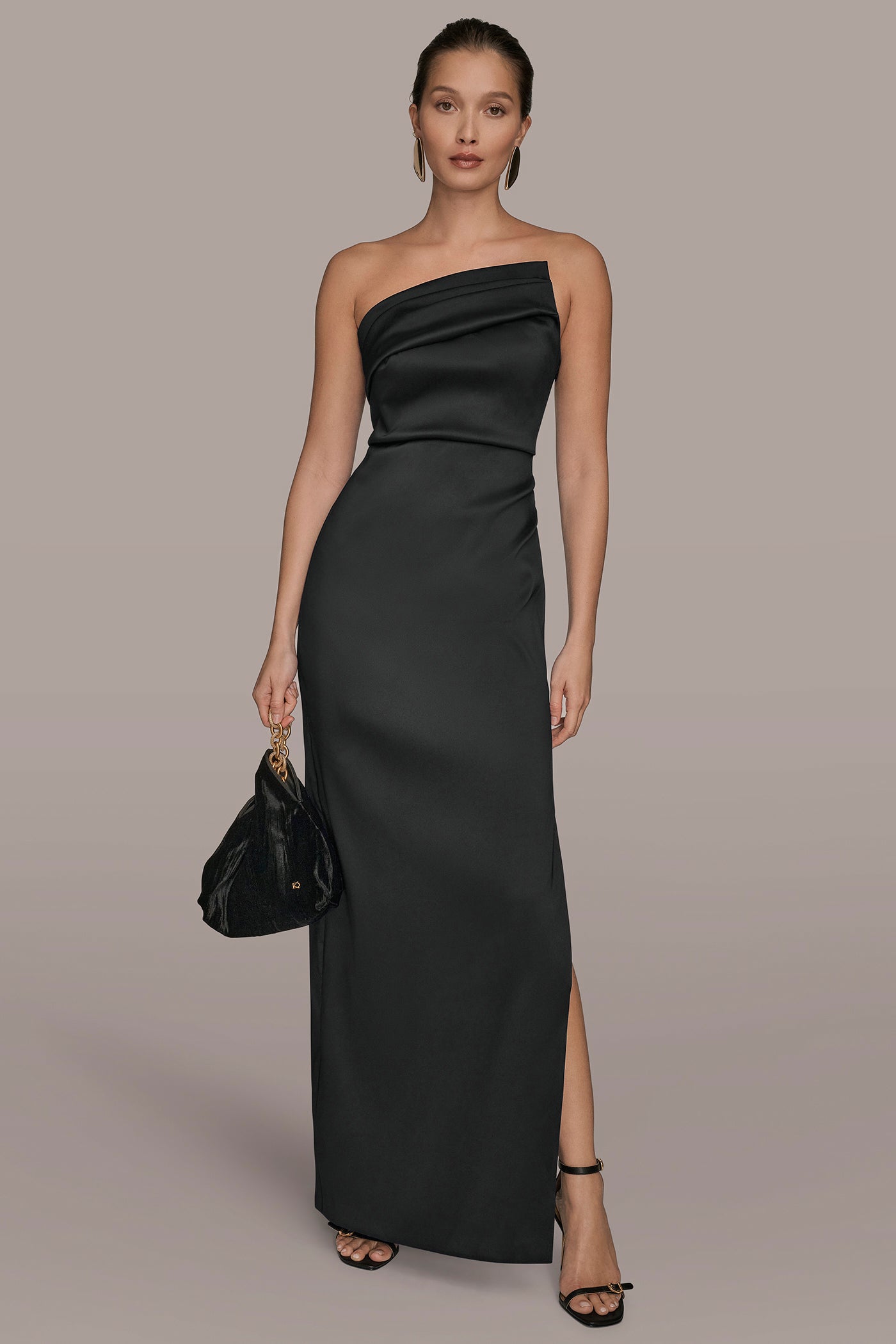 ASYMMETRIC STRAPLESS GATHERED GOWN | View 1 | Ball Gowns