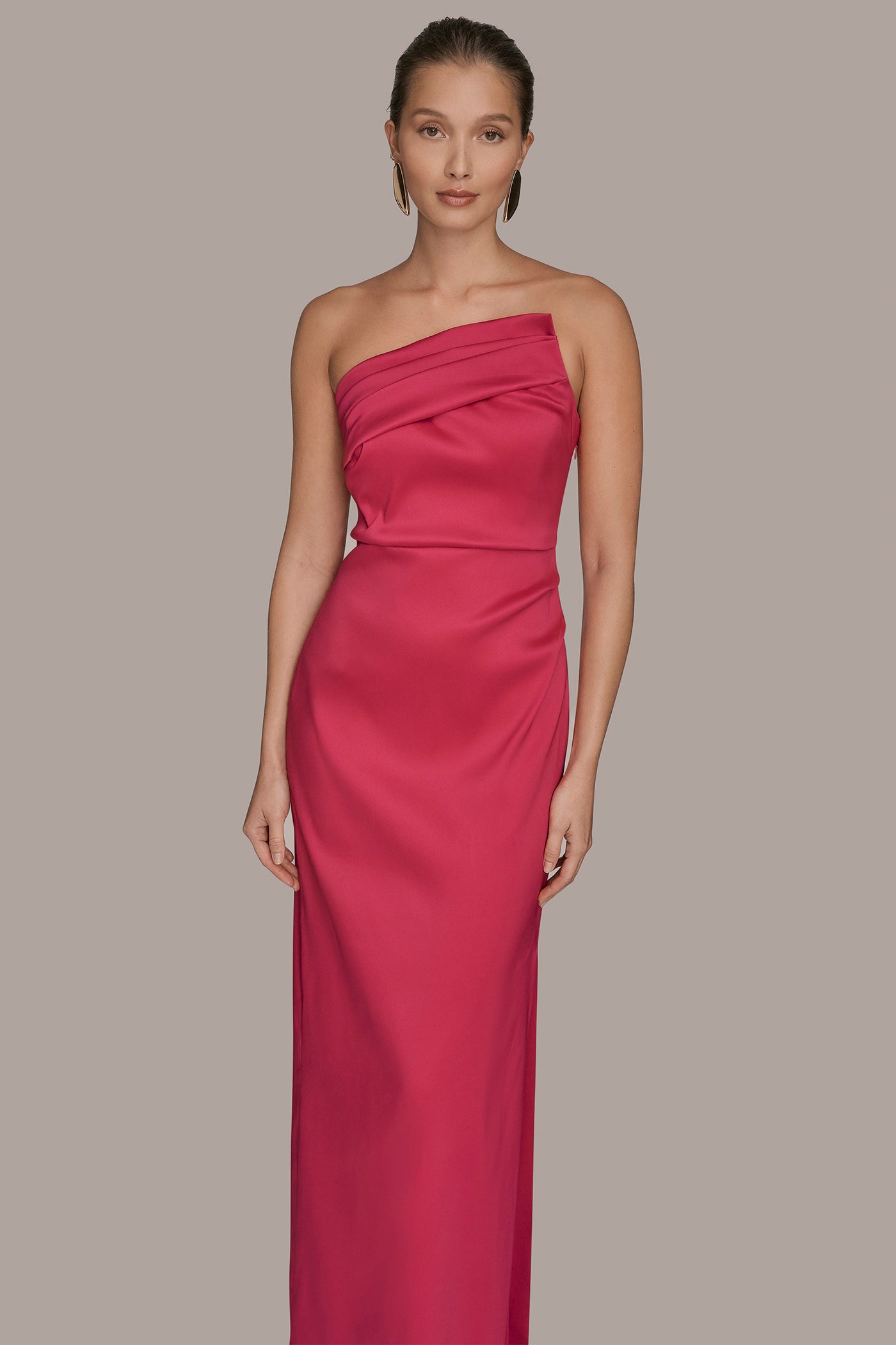 ASYMMETRIC STRAPLESS GATHERED GOWN VIEW 4 | Ball Gowns