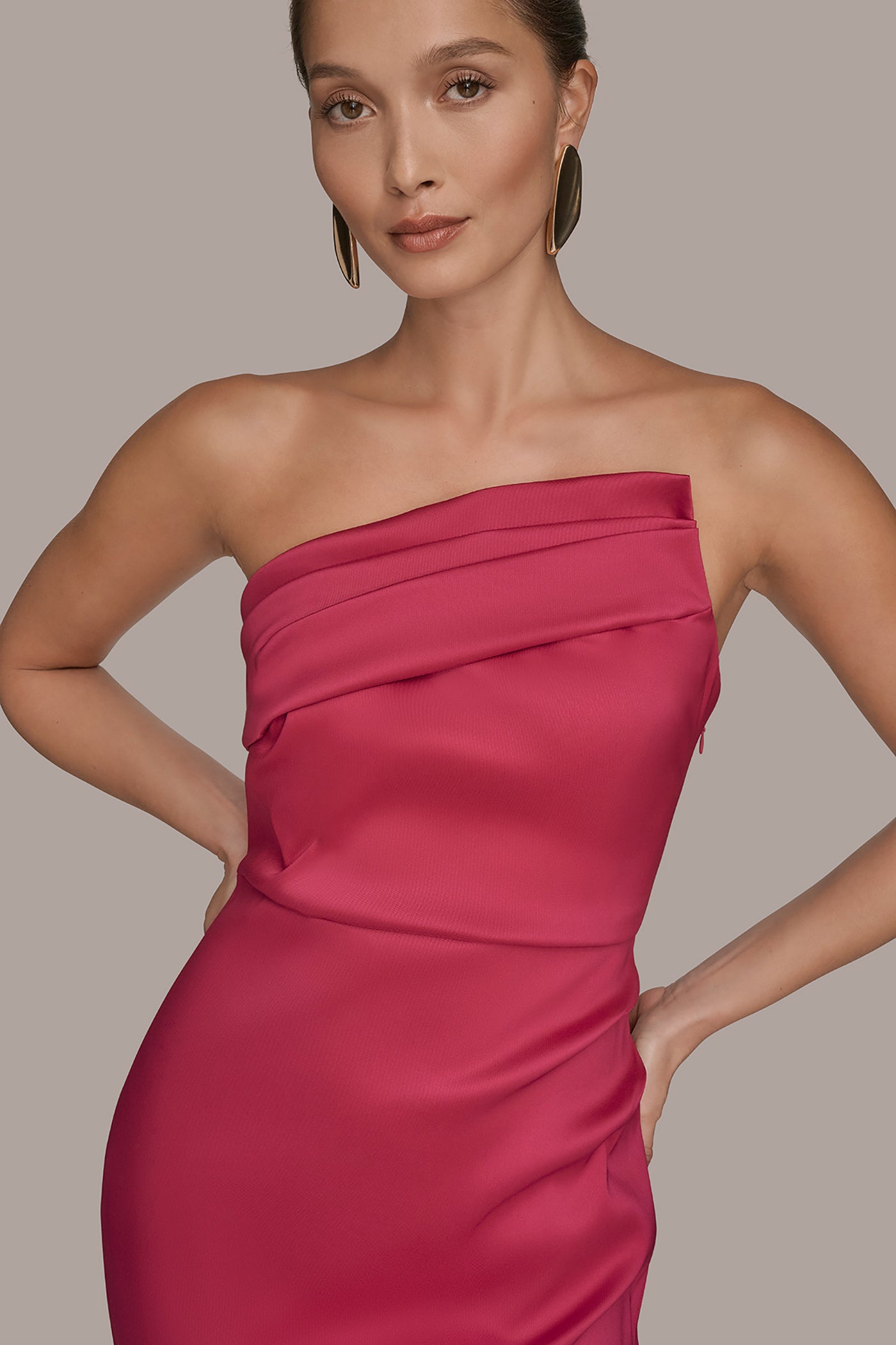 ASYMMETRIC STRAPLESS GATHERED GOWN VIEW 5 | Ball Gowns