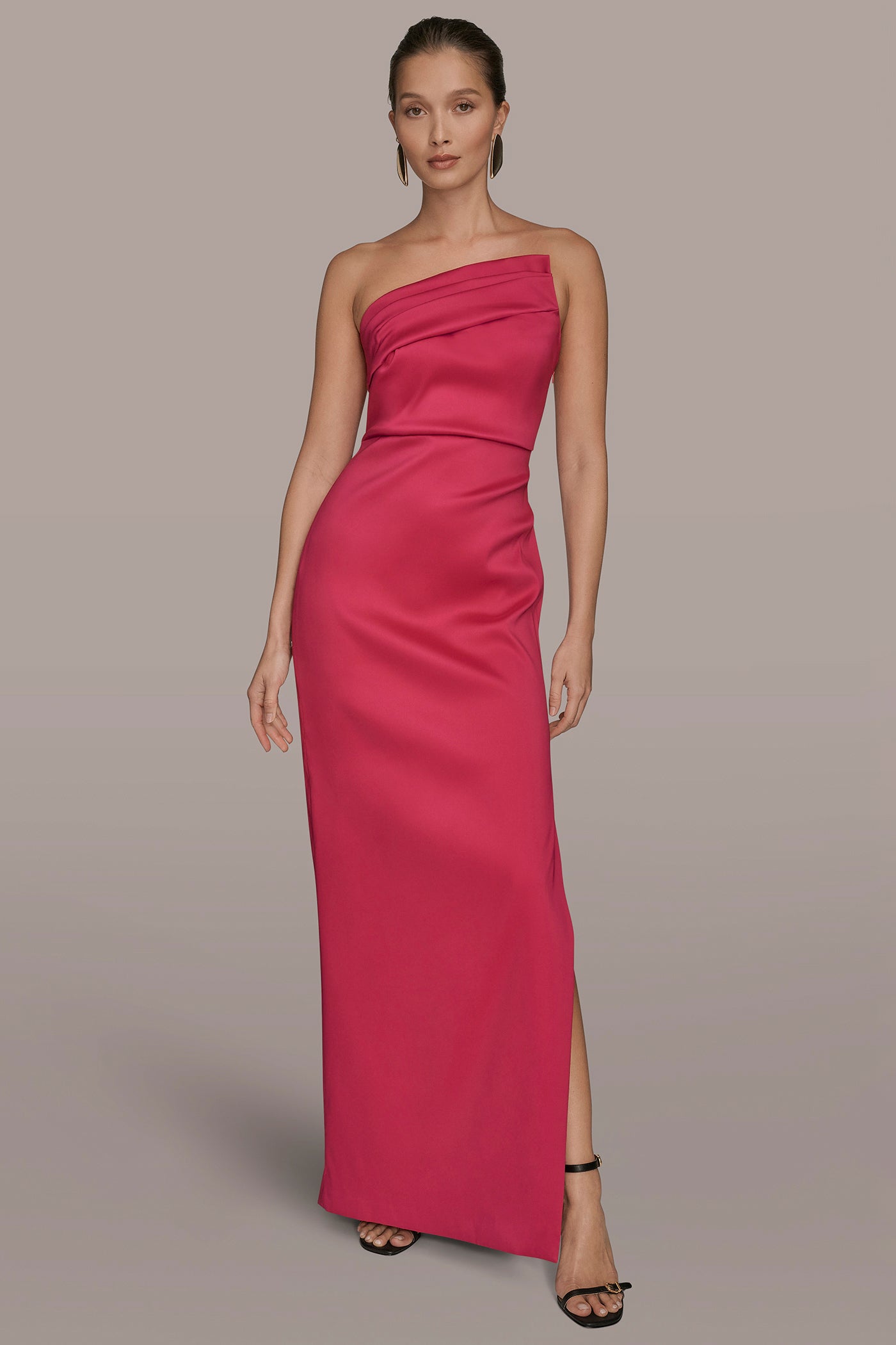ASYMMETRIC STRAPLESS GATHERED GOWN | View 1 | Ball Gowns