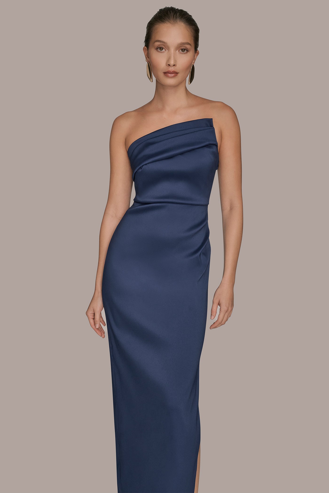 ASYMMETRIC STRAPLESS GATHERED GOWN VIEW 4 | Ball Gowns