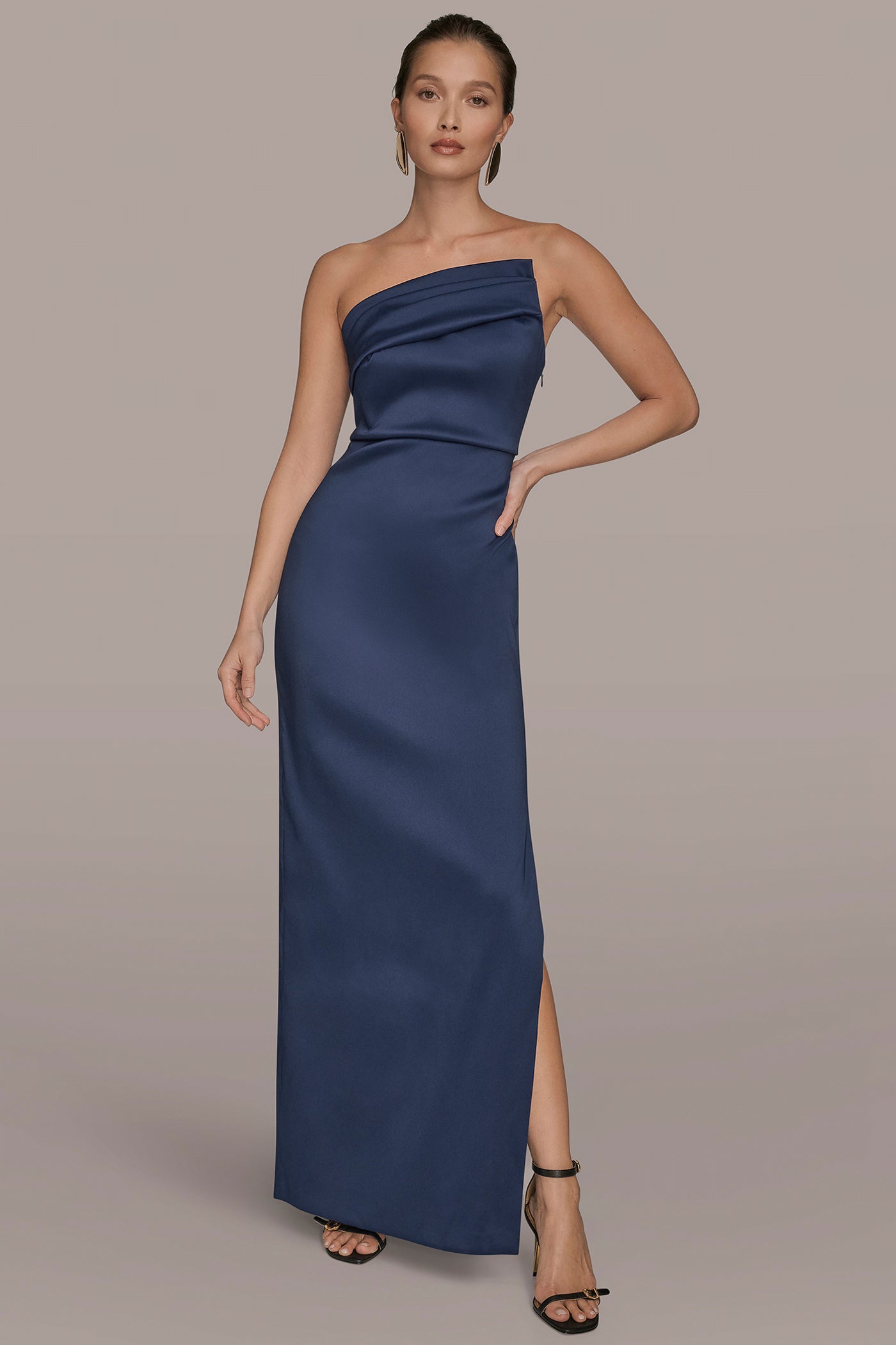 ASYMMETRIC STRAPLESS GATHERED GOWN | View 1 | Ball Gowns