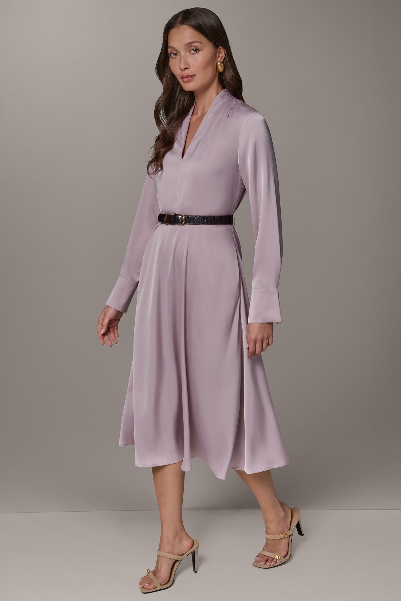 SATIN MIDI A-LINE DRESS VIEW 4