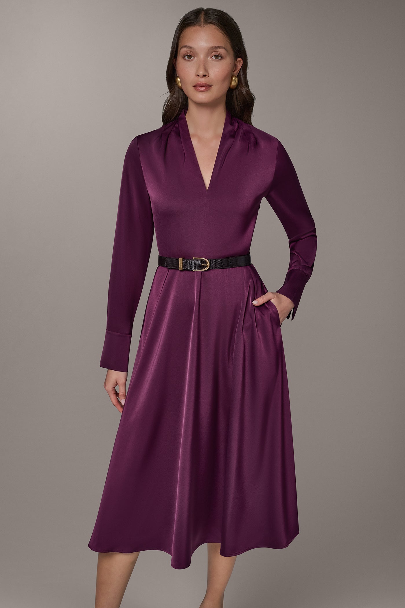 SATIN MIDI A-LINE DRESS VIEW 6