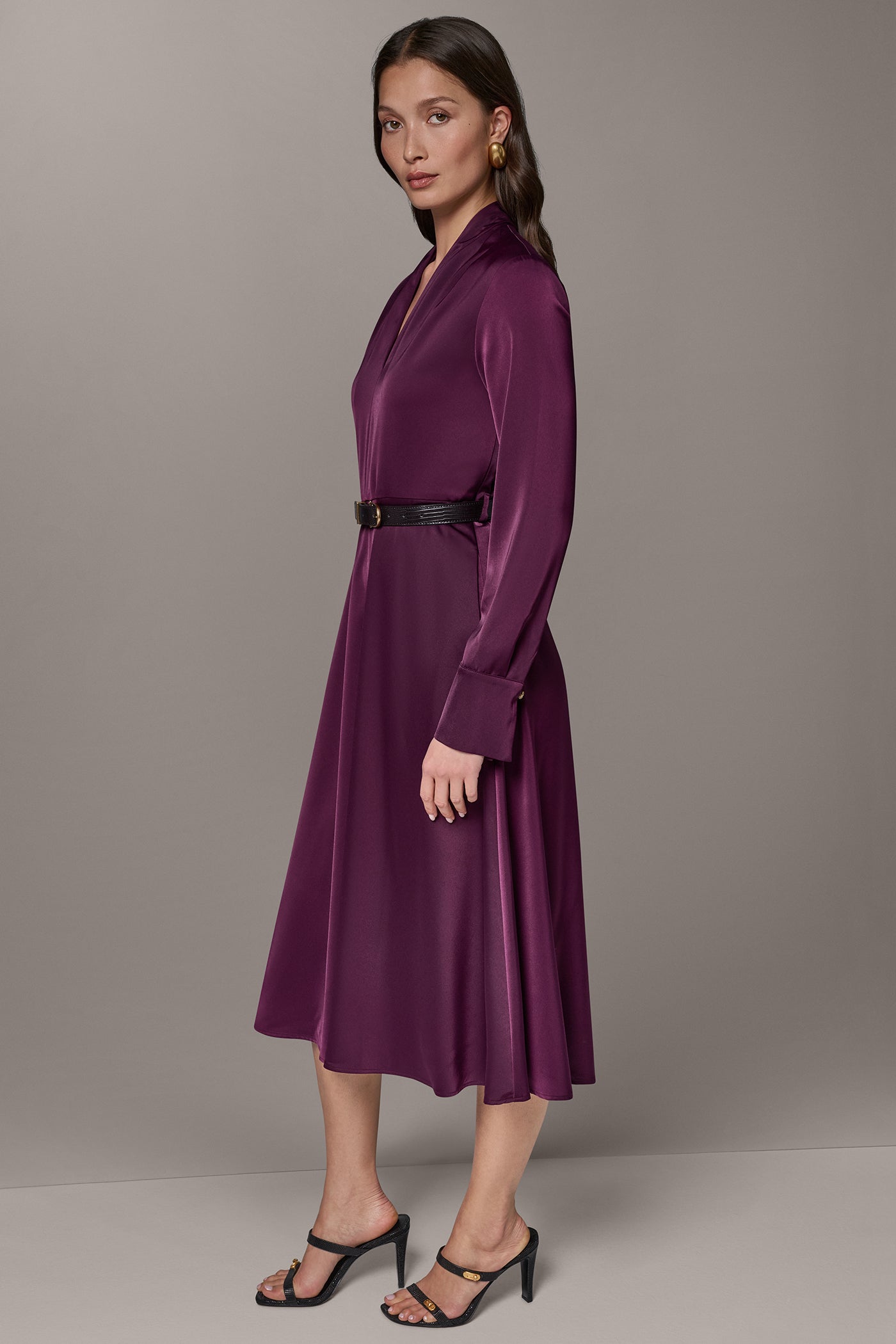 SATIN MIDI A-LINE DRESS VIEW 3