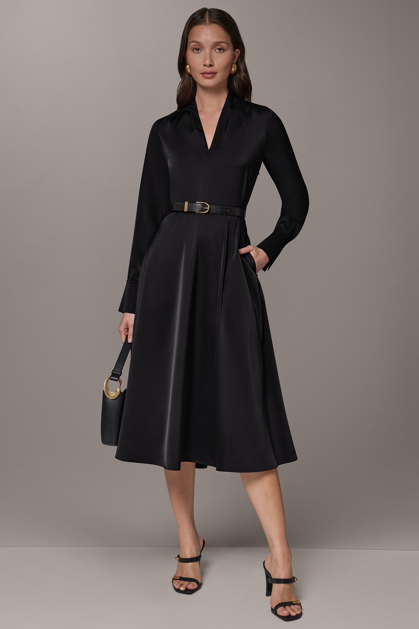 SATIN MIDI A-LINE DRESS VIEW 7