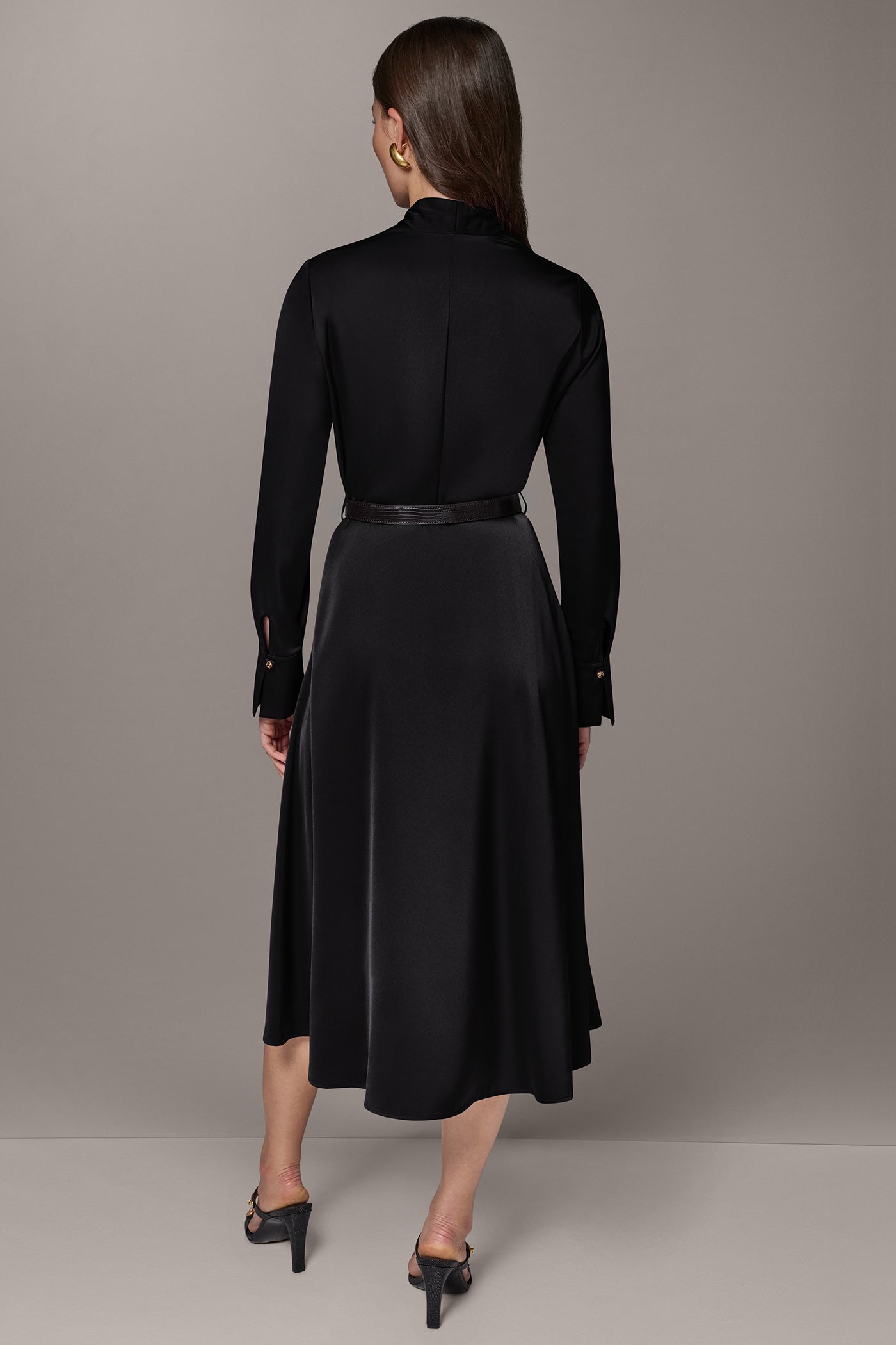 SATIN MIDI A-LINE DRESS VIEW 3