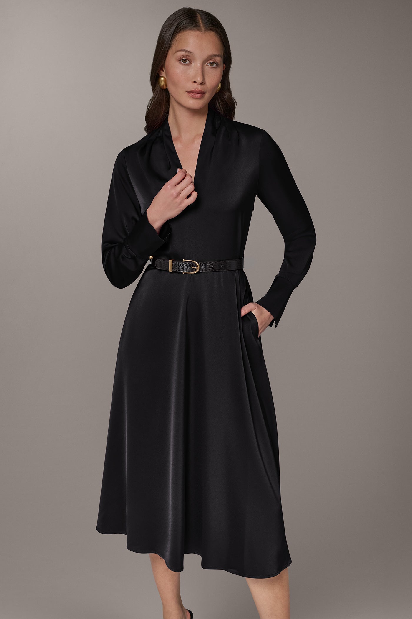SATIN MIDI A-LINE DRESS VIEW 2
