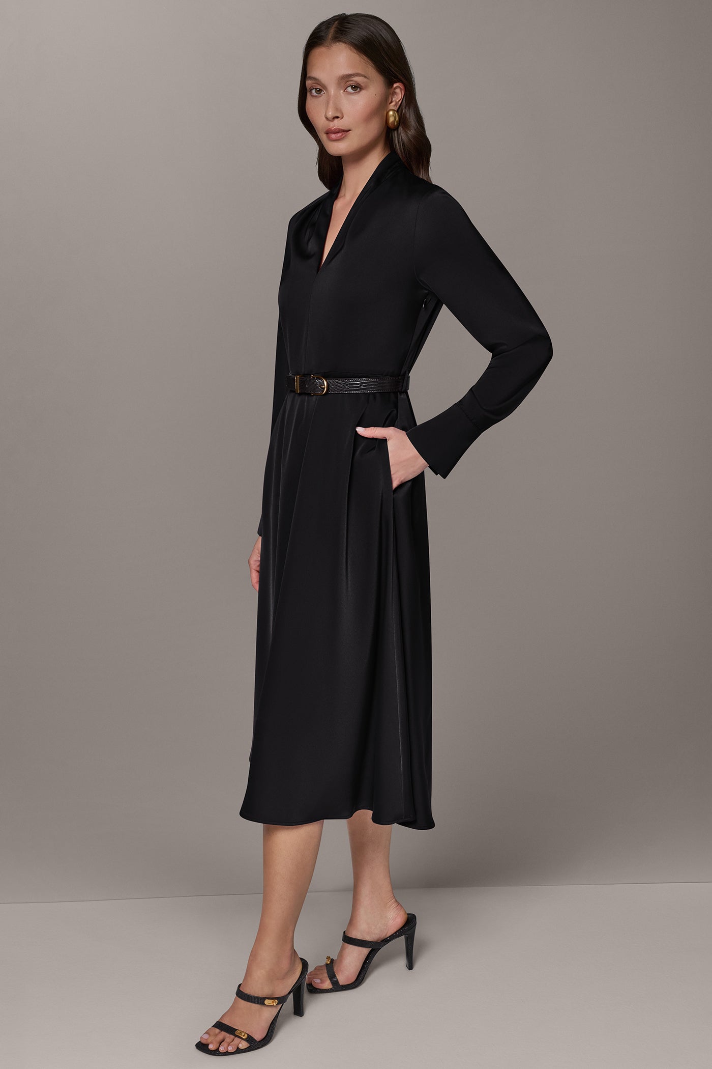 SATIN MIDI A-LINE DRESS VIEW 4